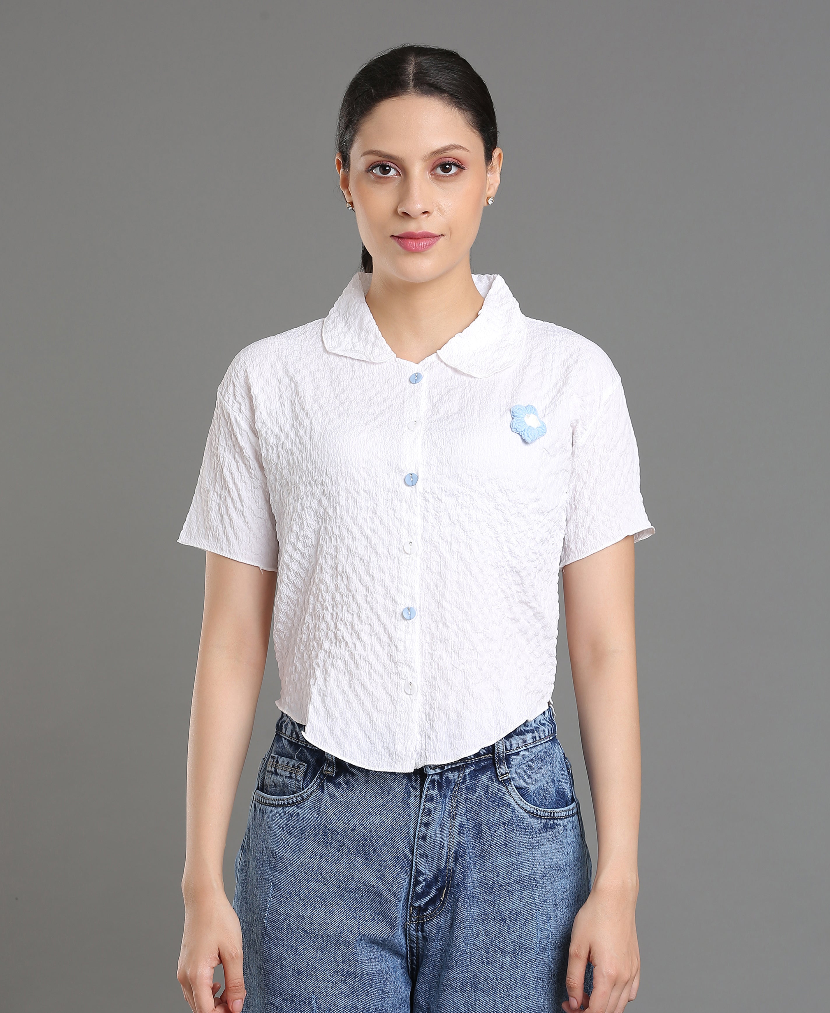 Ivory Fancy Textured Top