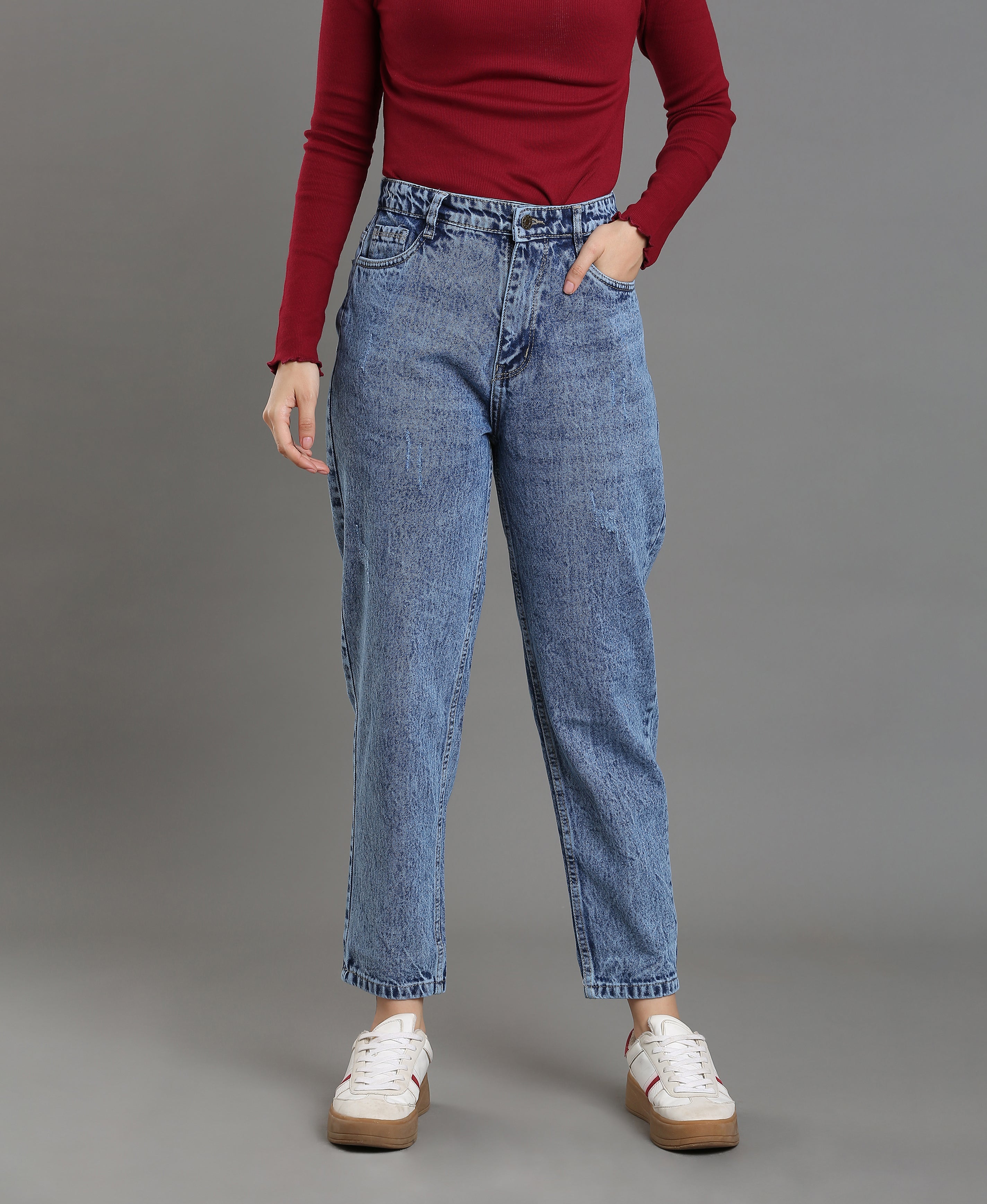 Stonewash Ribbed Denim Jean