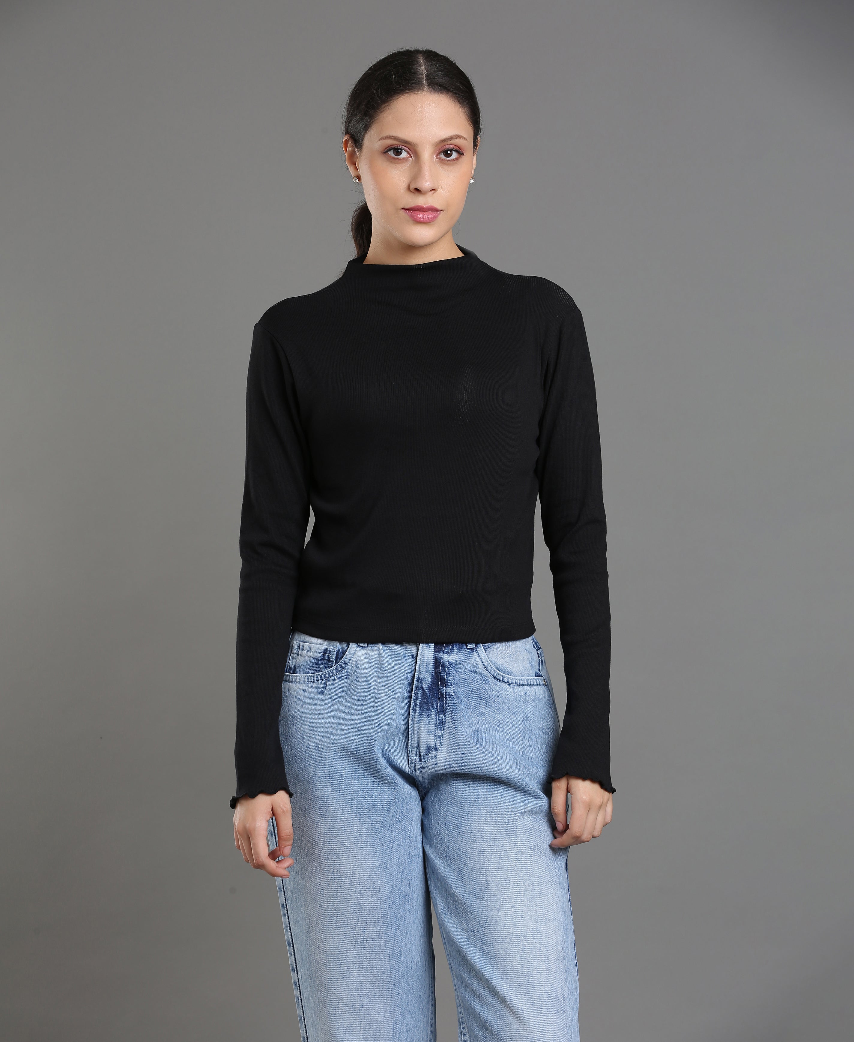 Noir Rib Knit Crop Top