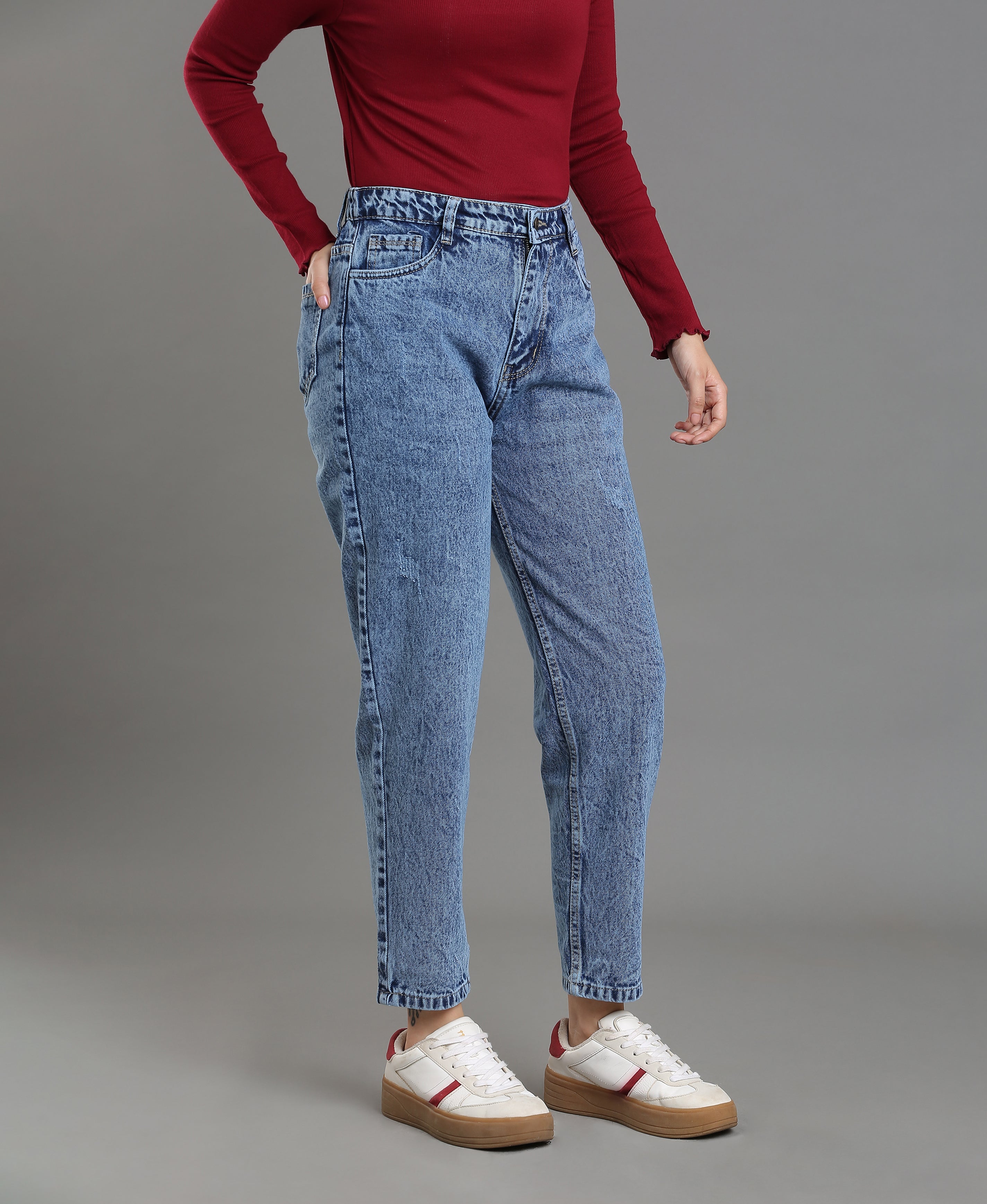 Stonewash Ribbed Denim Jean