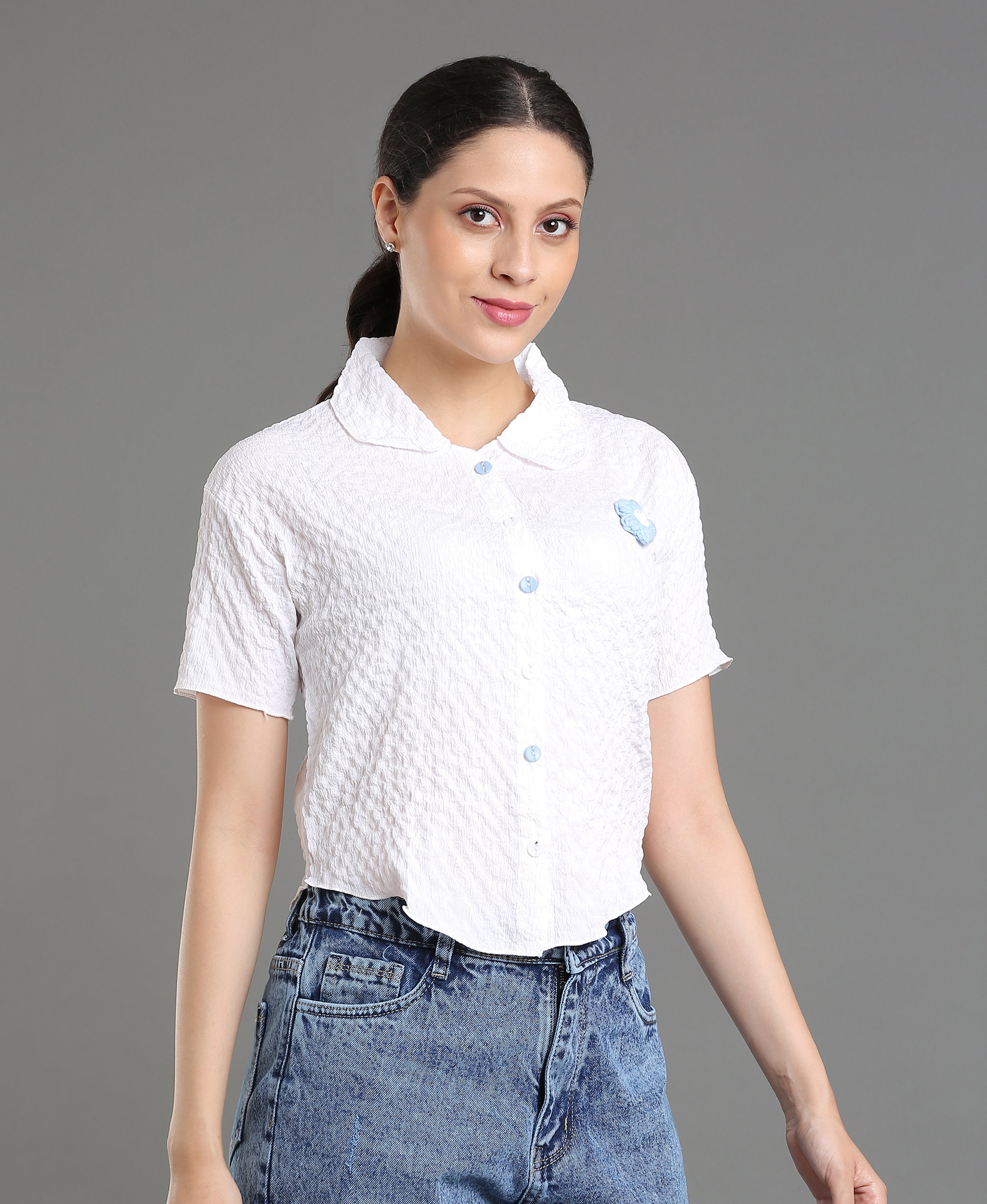 Ivory Fancy Textured Top