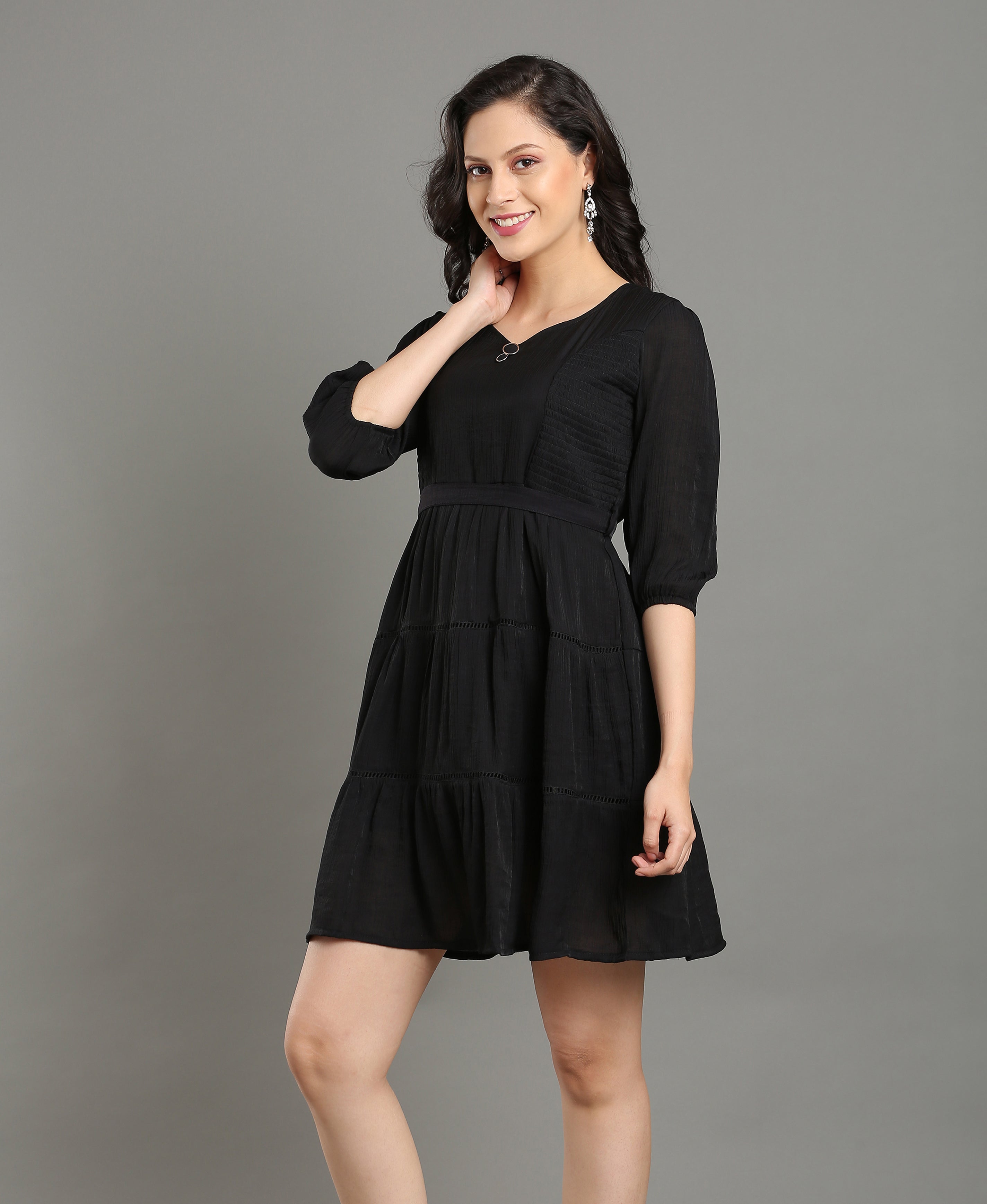 Noir Flare Sweetheart Dress