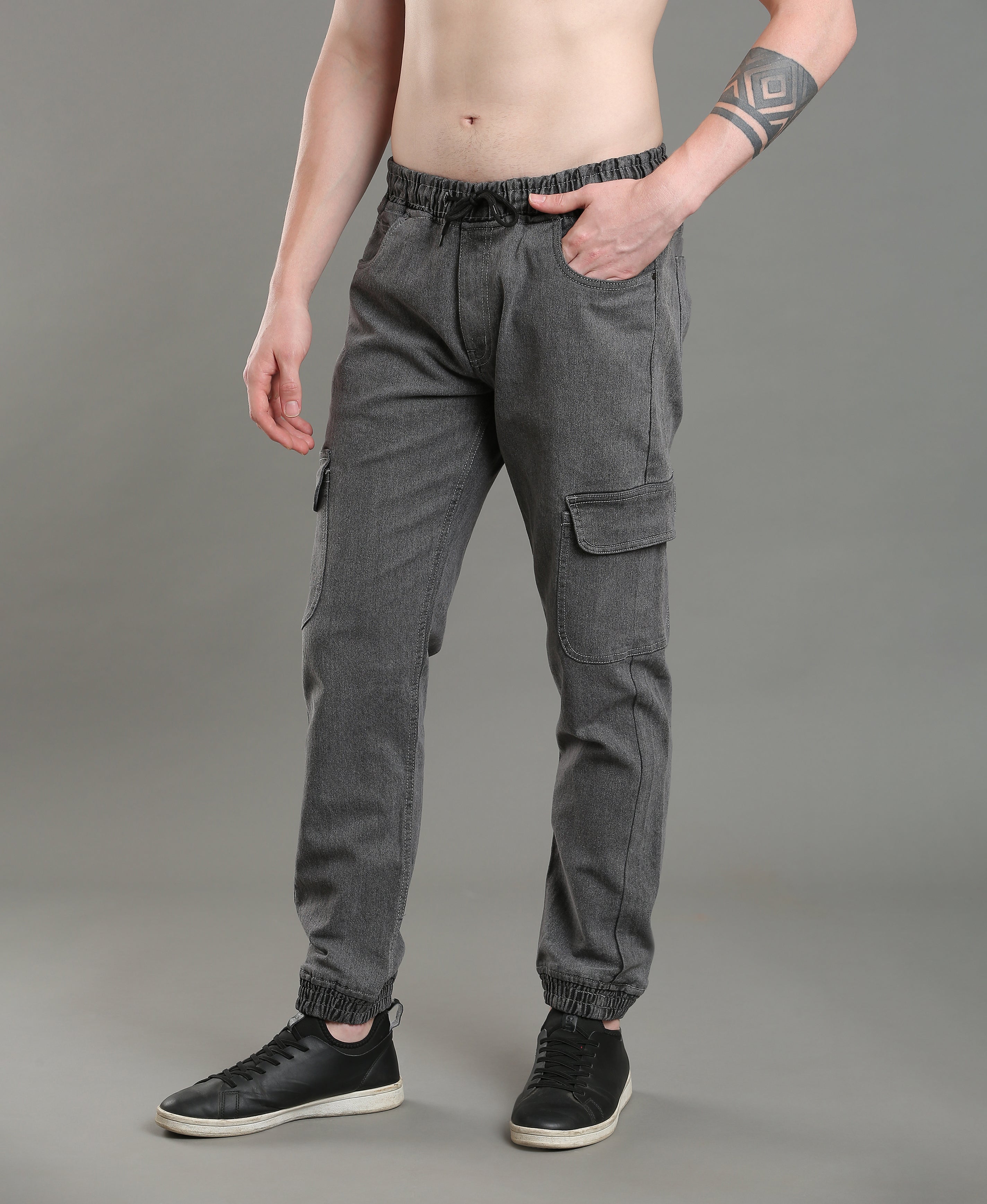 Silver Mist Denim Joggers