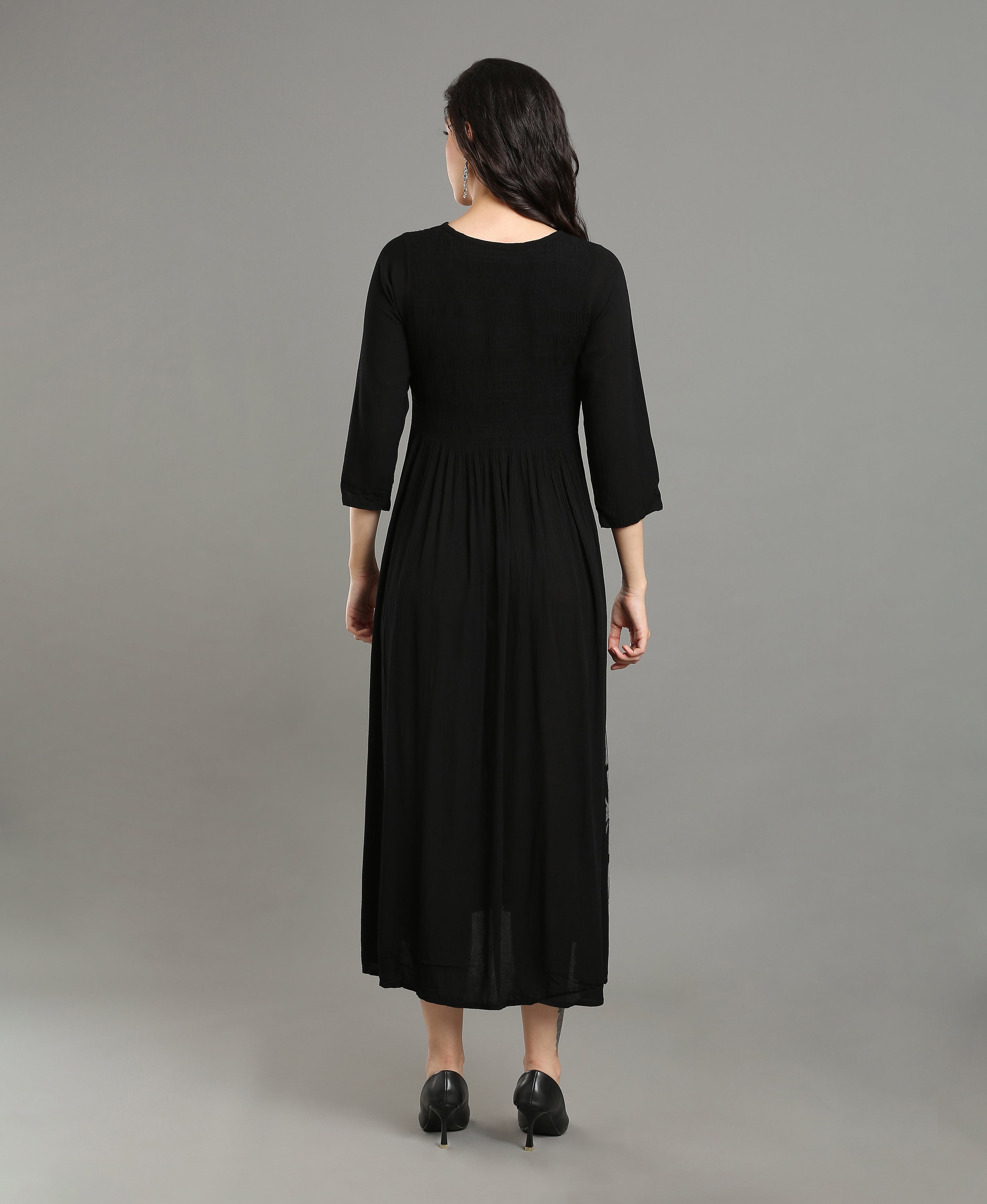 Dusty Bloom Rayon Flared Dress