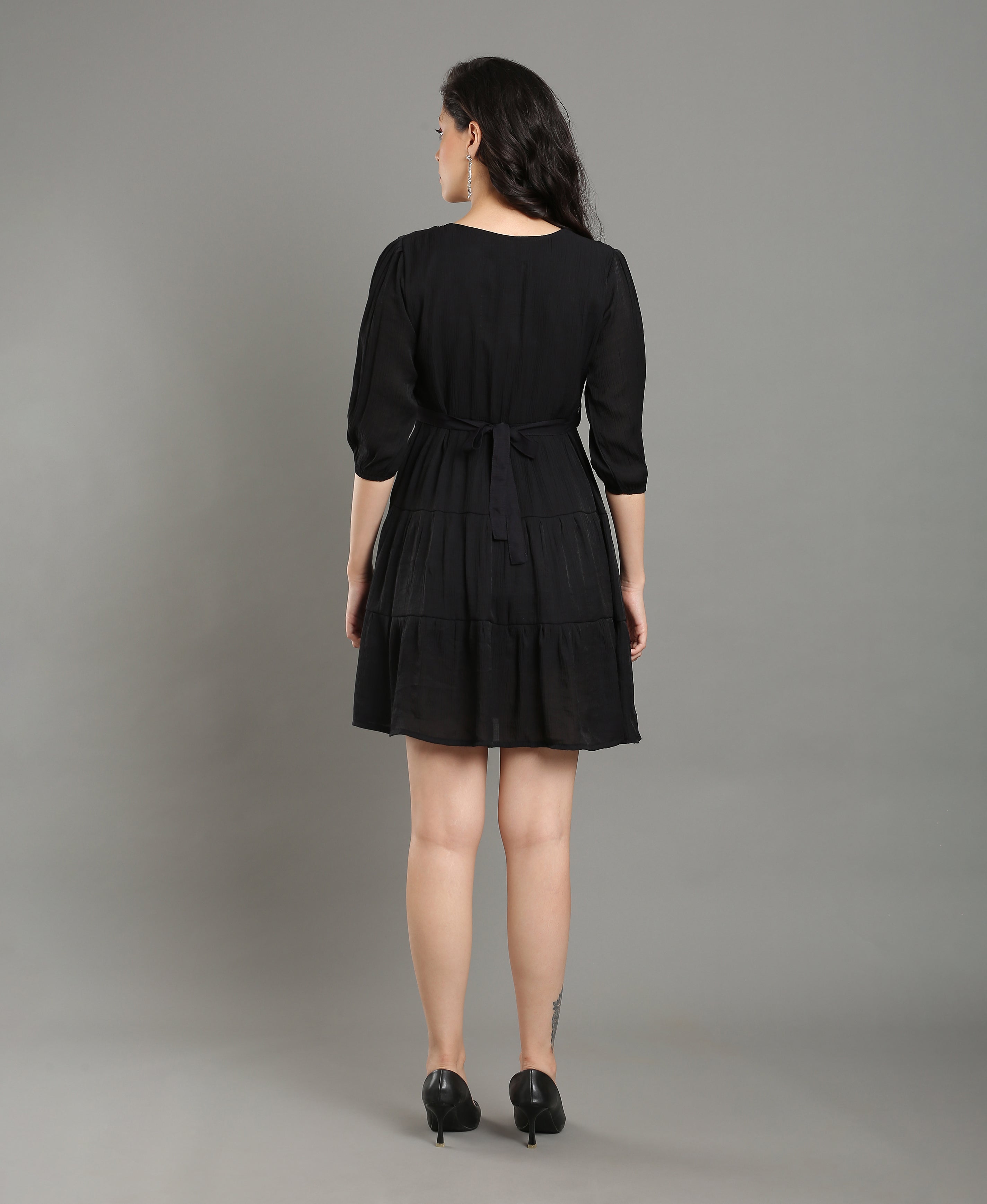 Noir Flare Sweetheart Dress