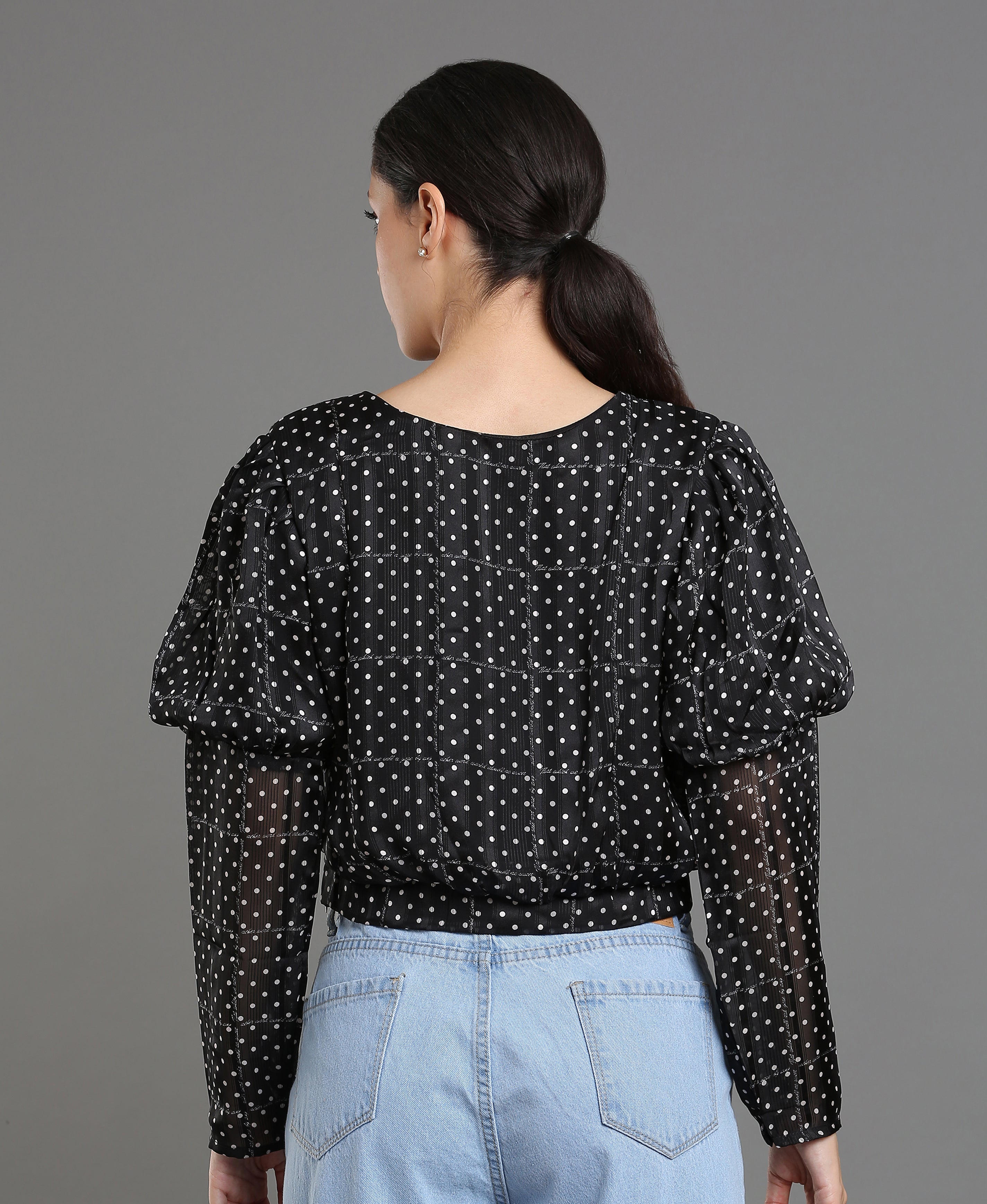 Midnight Dot Georgette Crop Top