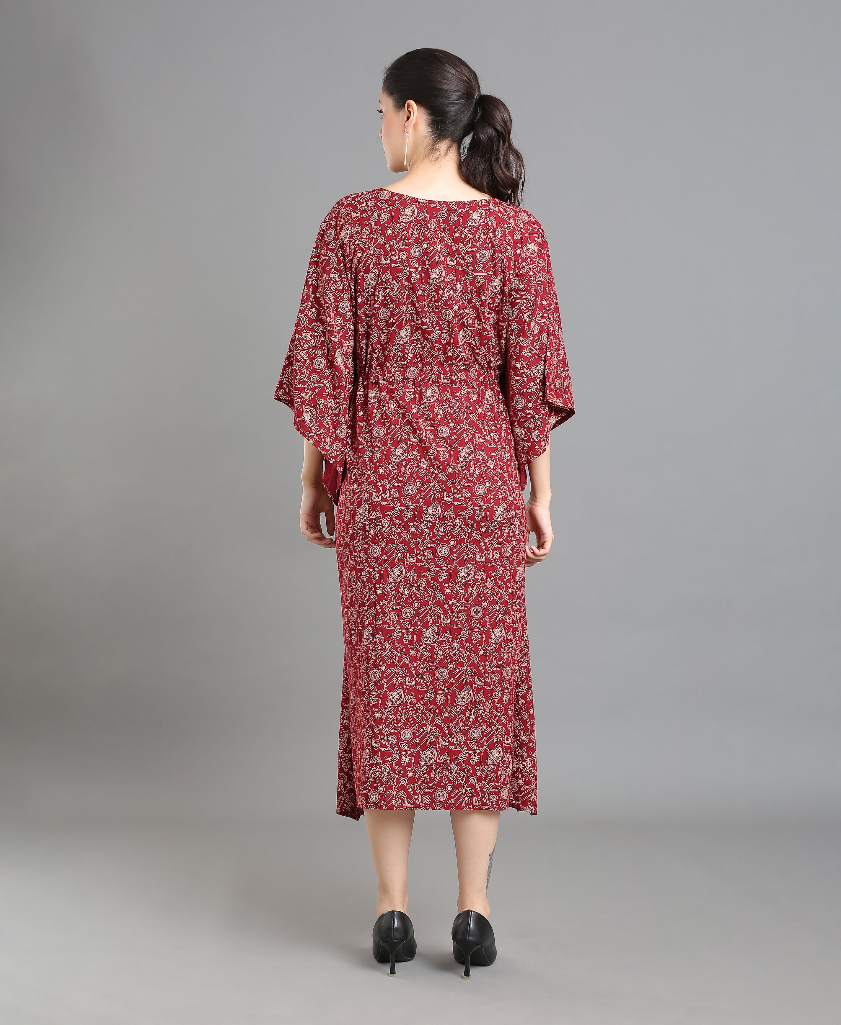 Scarlet Bloom Rayon Kaftan