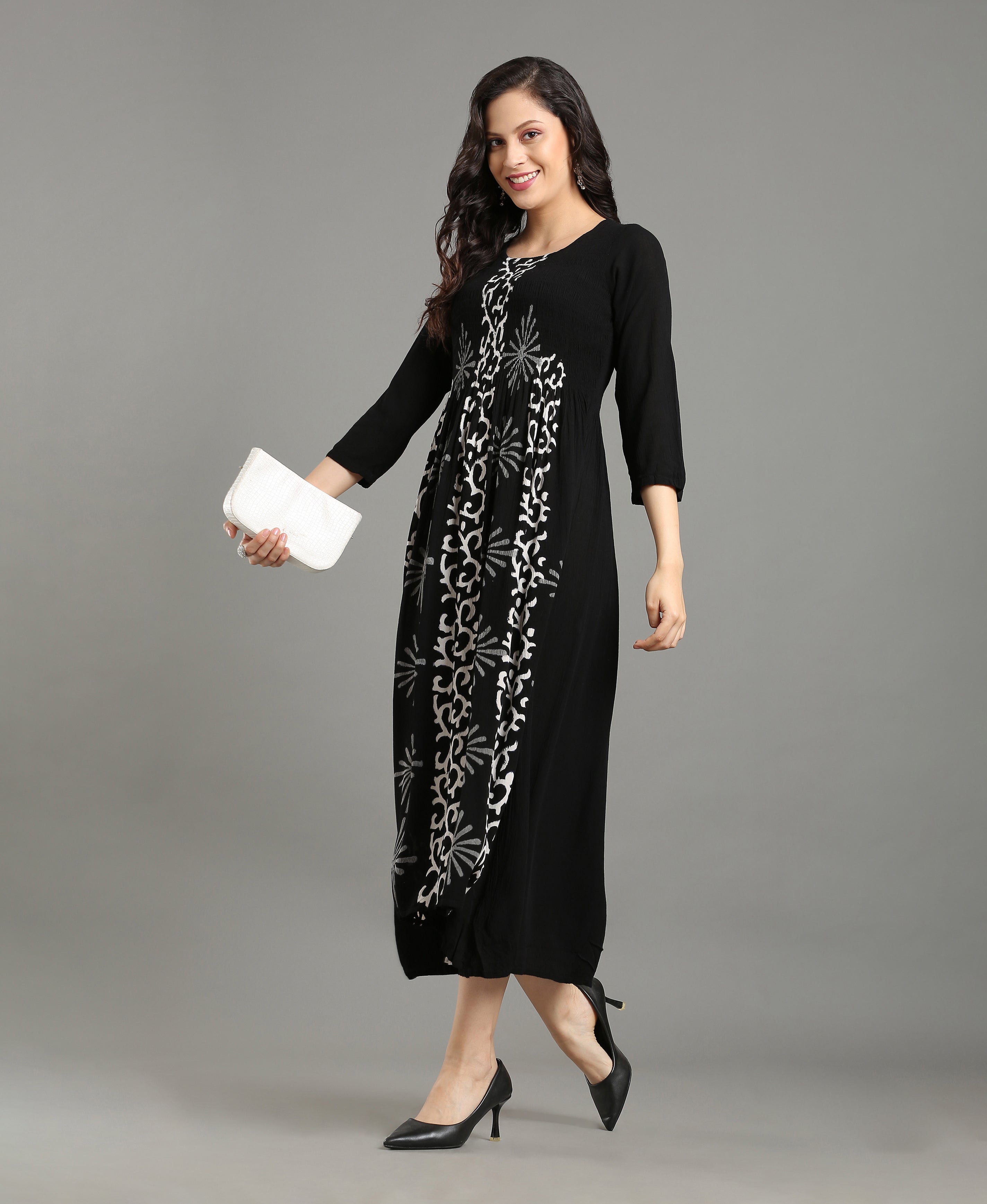 Dusty Bloom Rayon Flared Dress