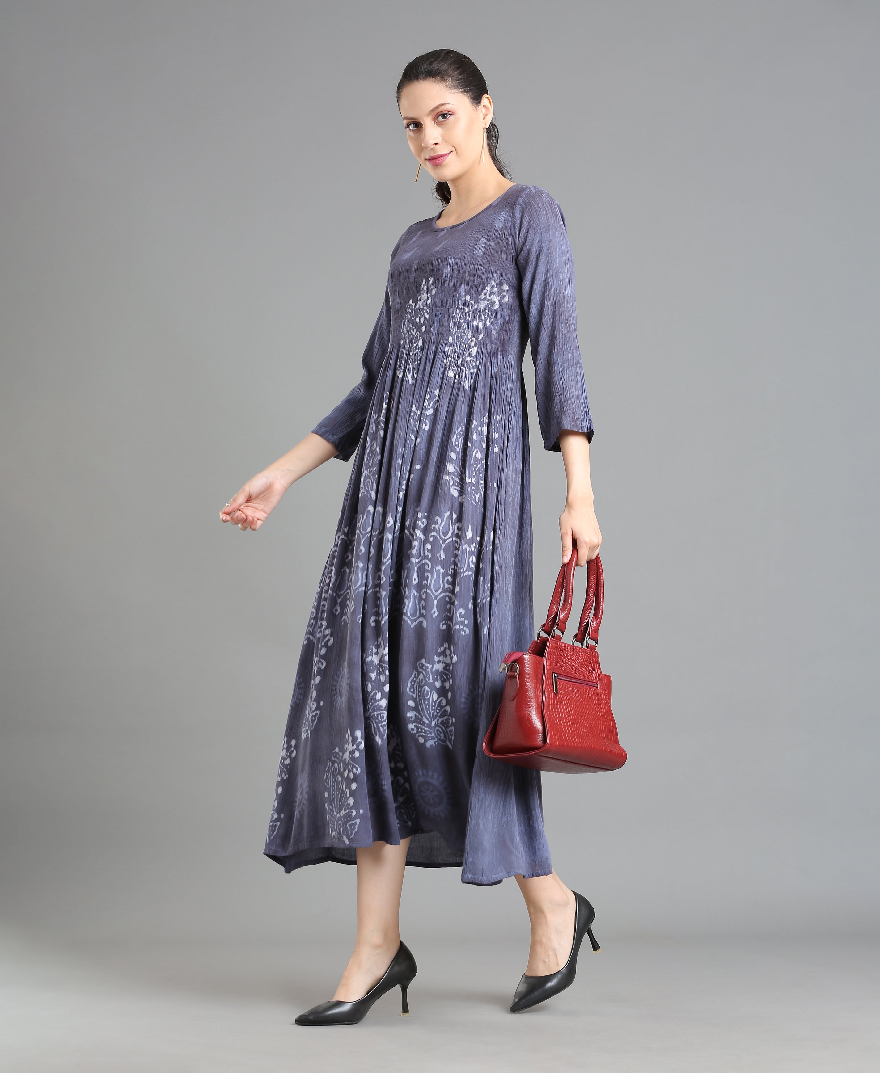 Ash Bloom Rayon Flared Dress