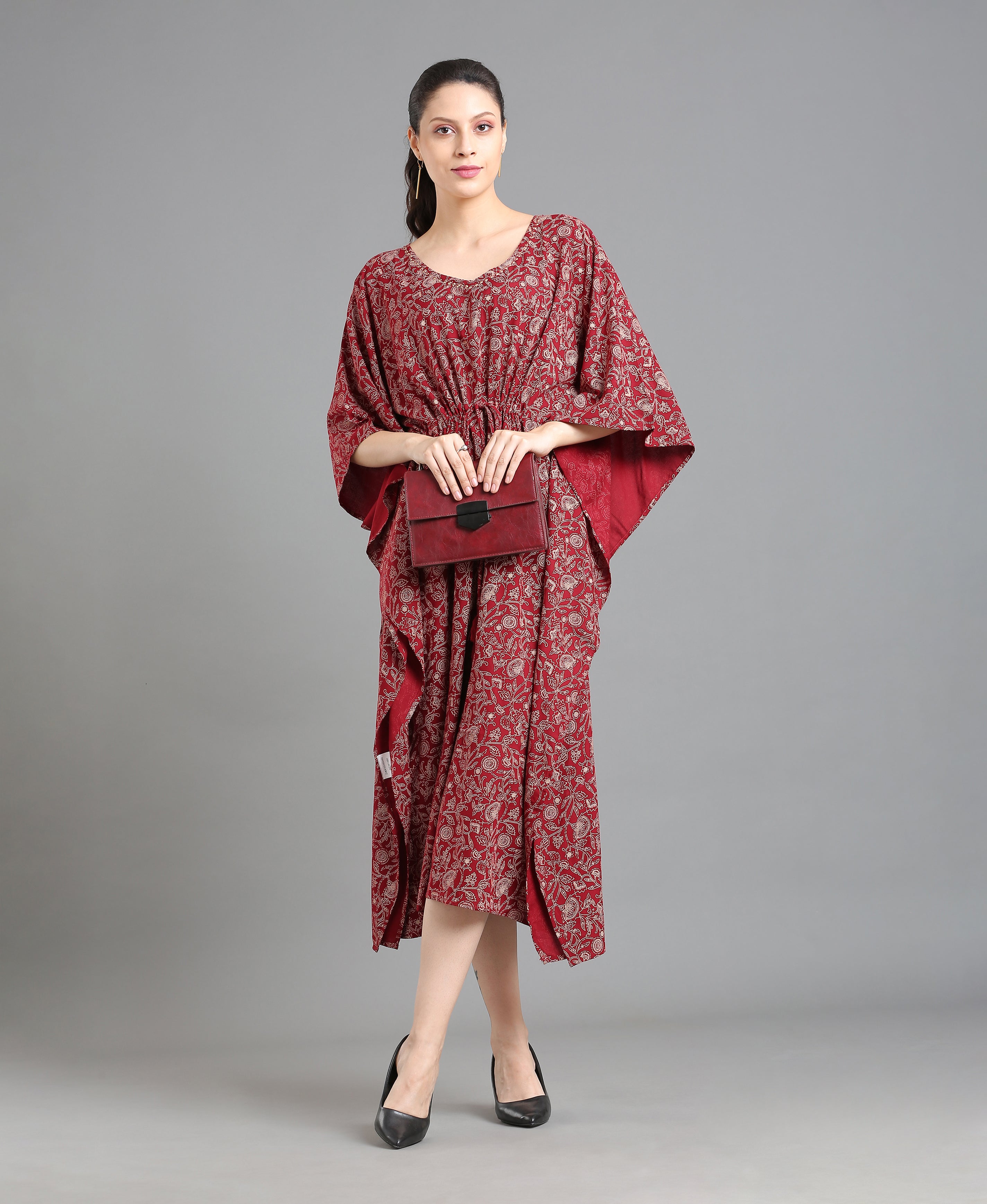 Scarlet Bloom Rayon Kaftan