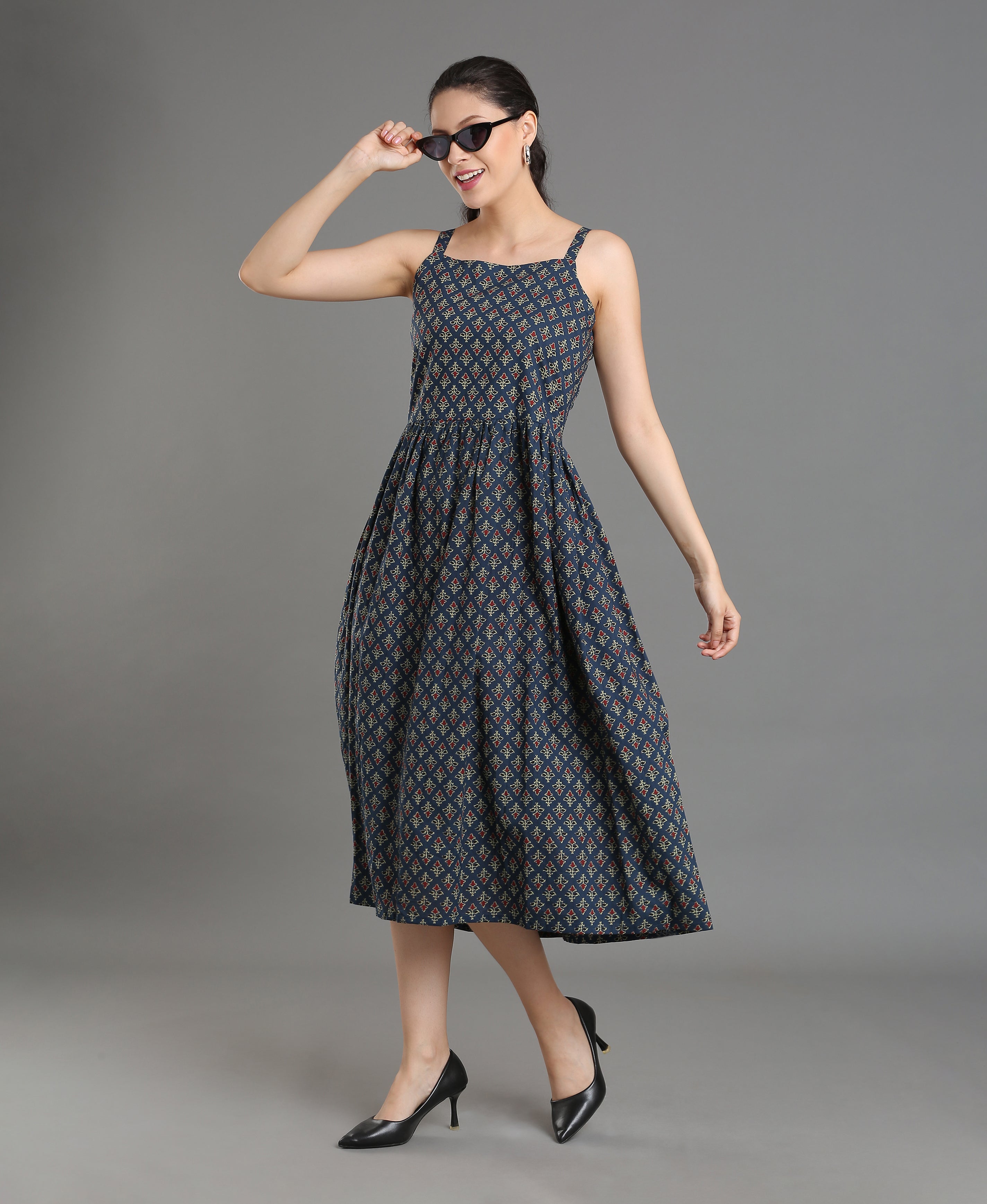 Midnight Cotton Spaghetti Dress