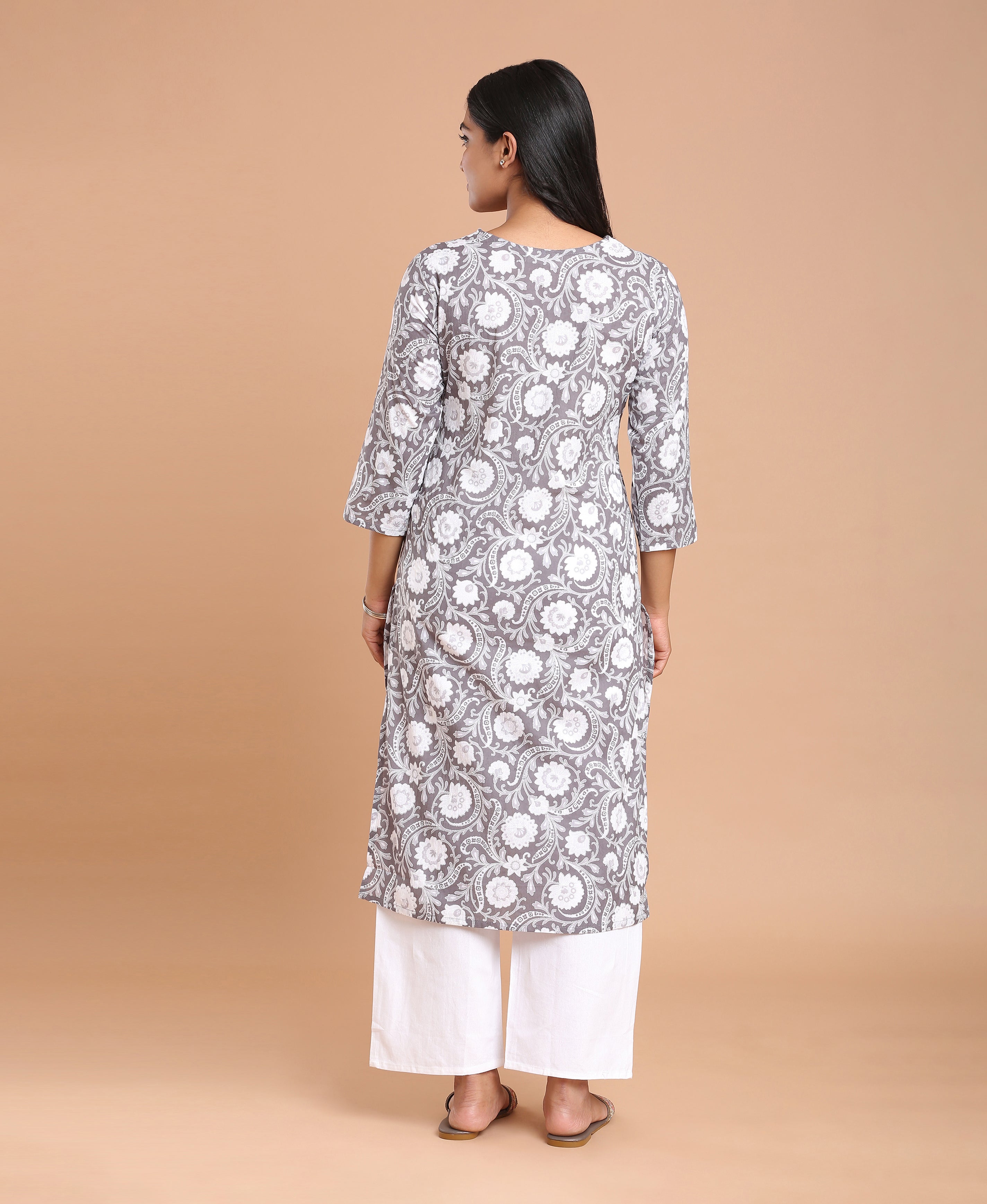 Ash Bloom Straight Kurti