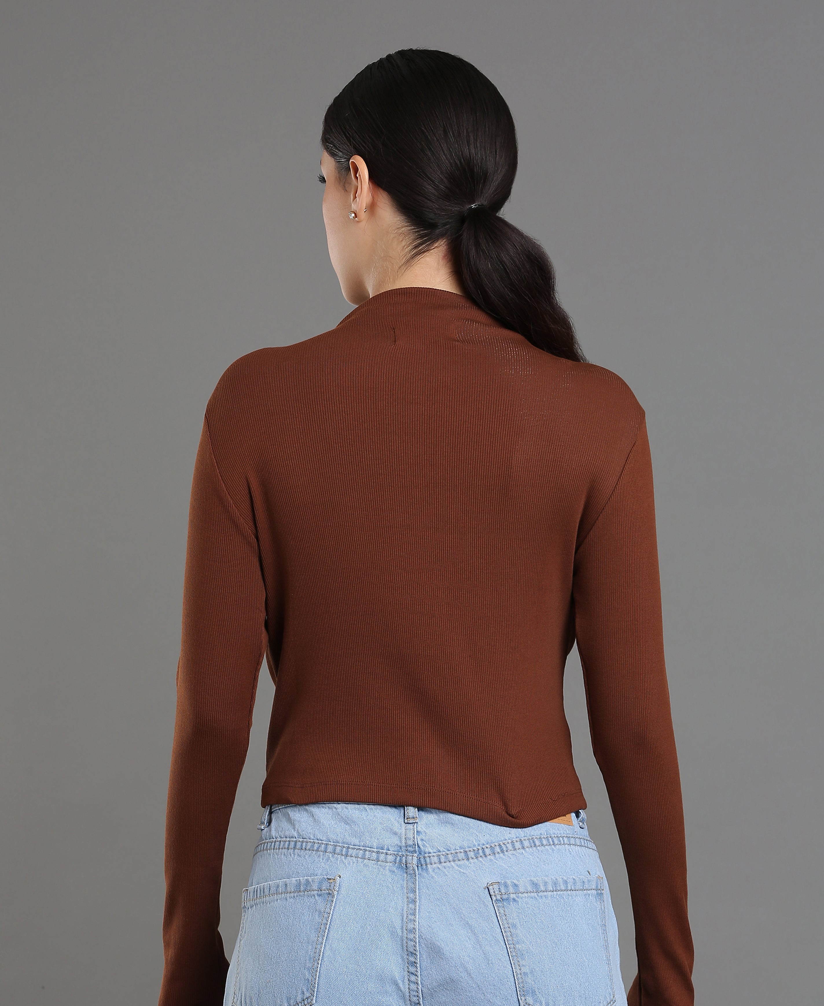 Mocha Rib Knit Crop Top