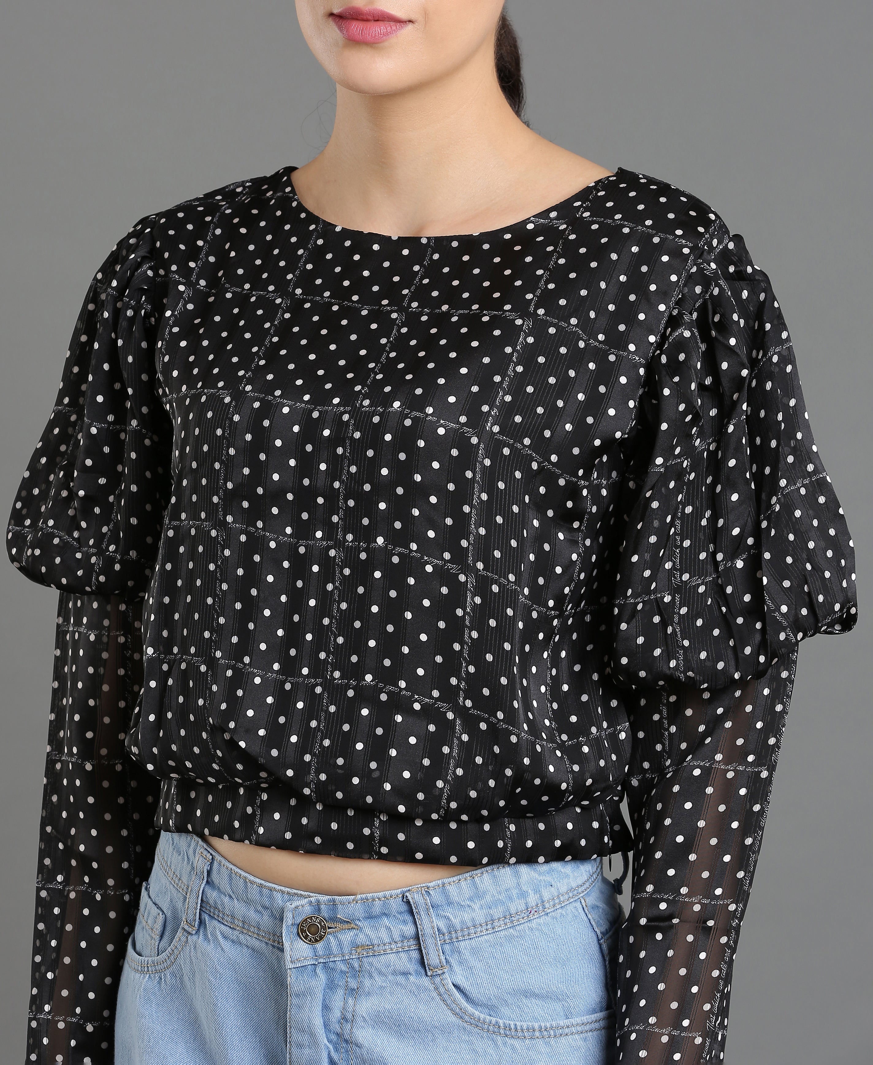 Midnight Dot Georgette Crop Top