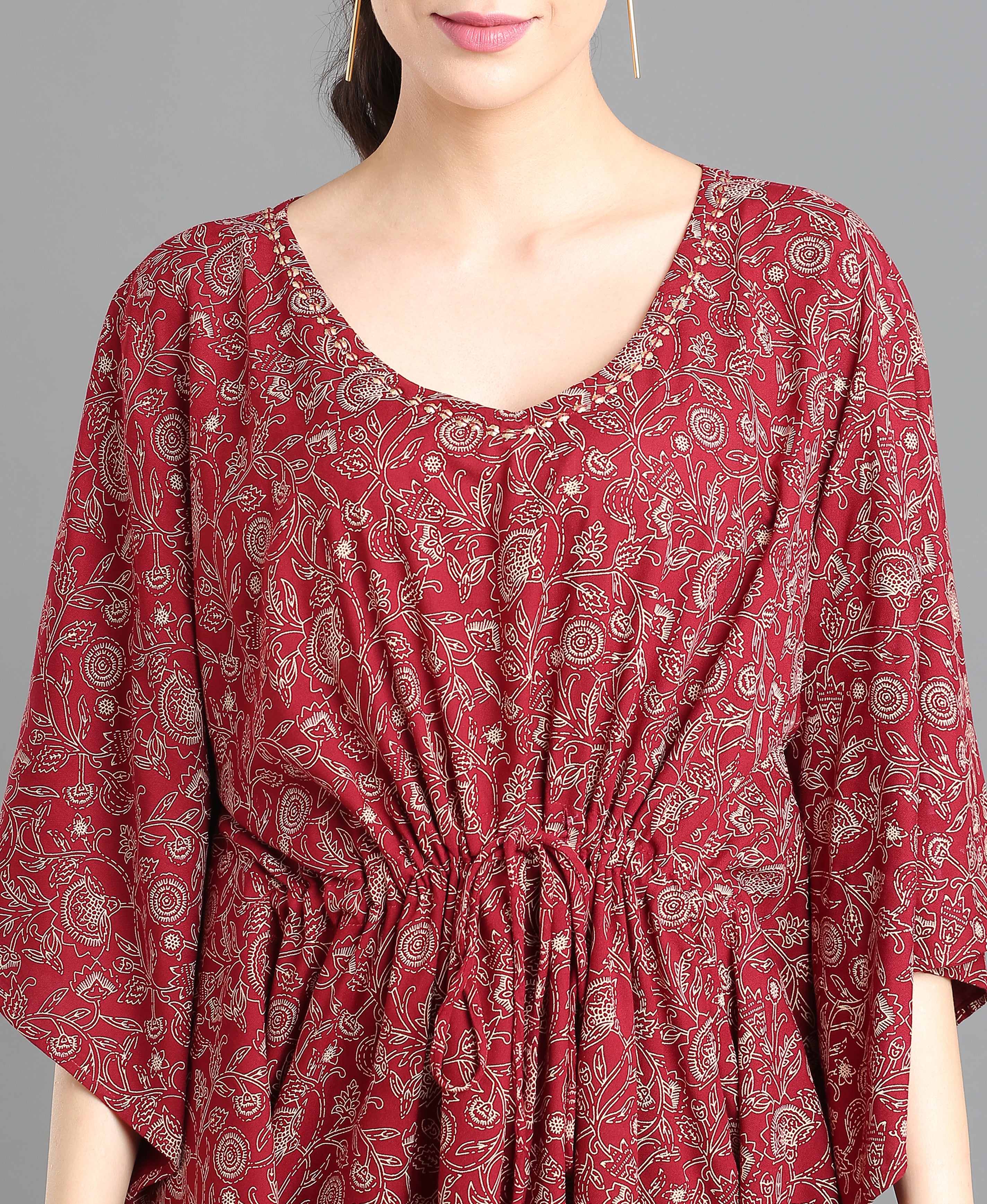 Scarlet Bloom Rayon Kaftan