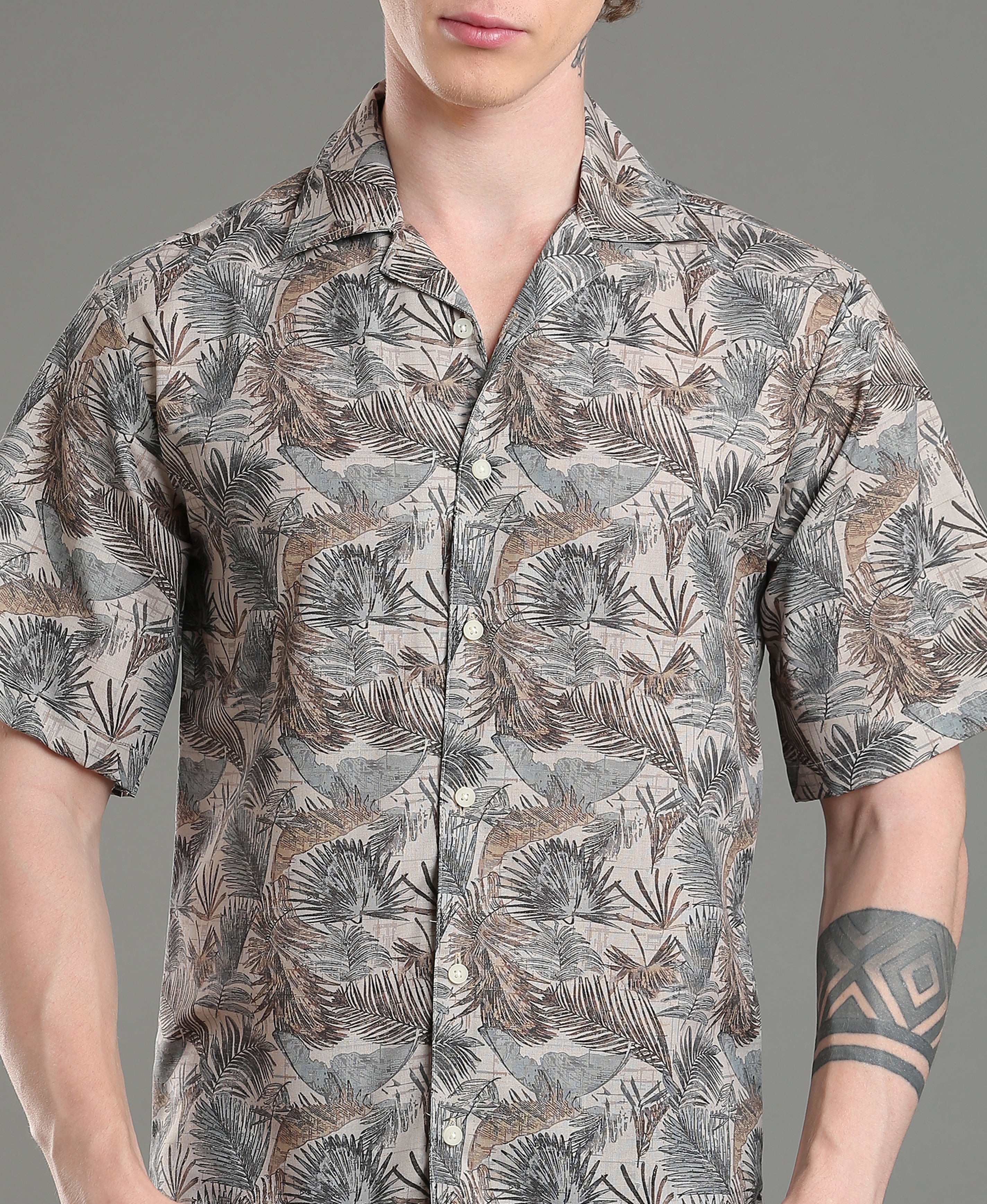 Lagoon Bloom Linen Cuban Shirt
