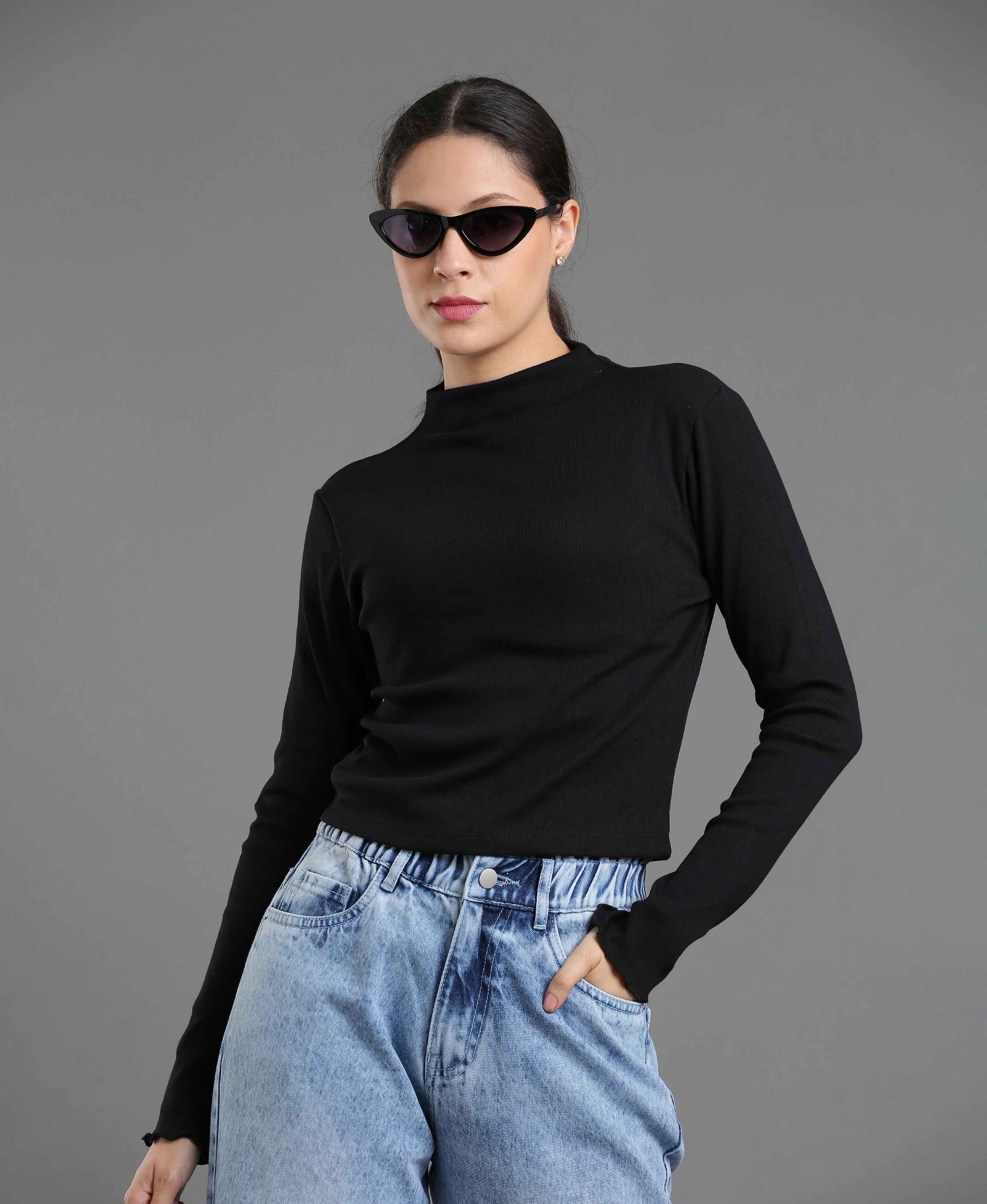 Noir Rib Knit Crop Top