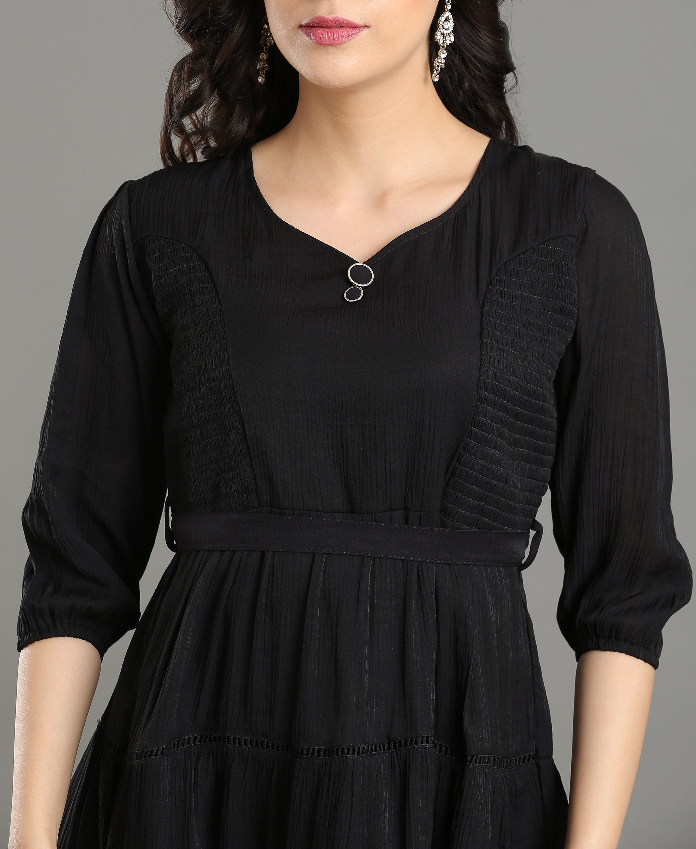 Noir Flare Sweetheart Dress