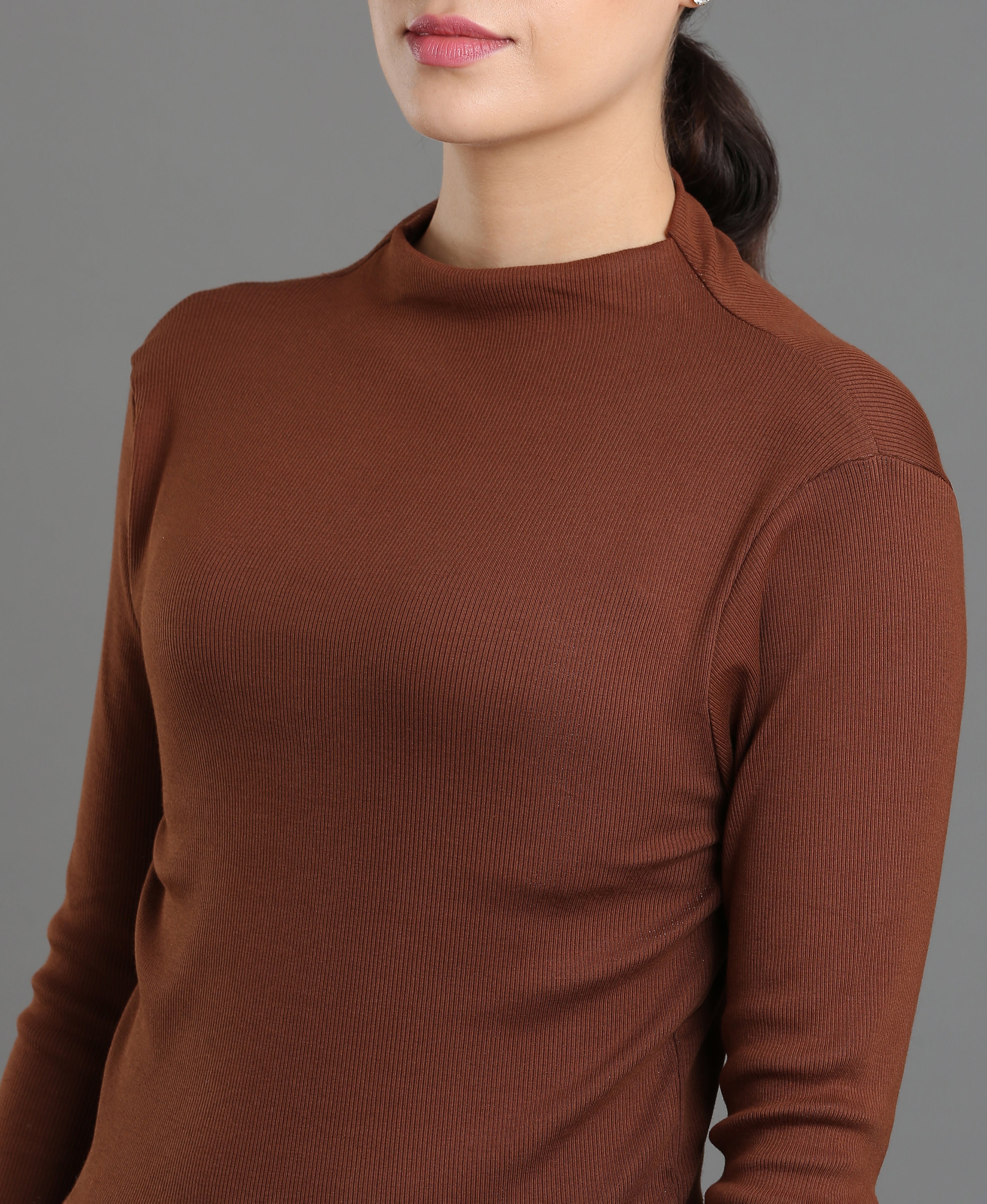 Mocha Rib Knit Crop Top