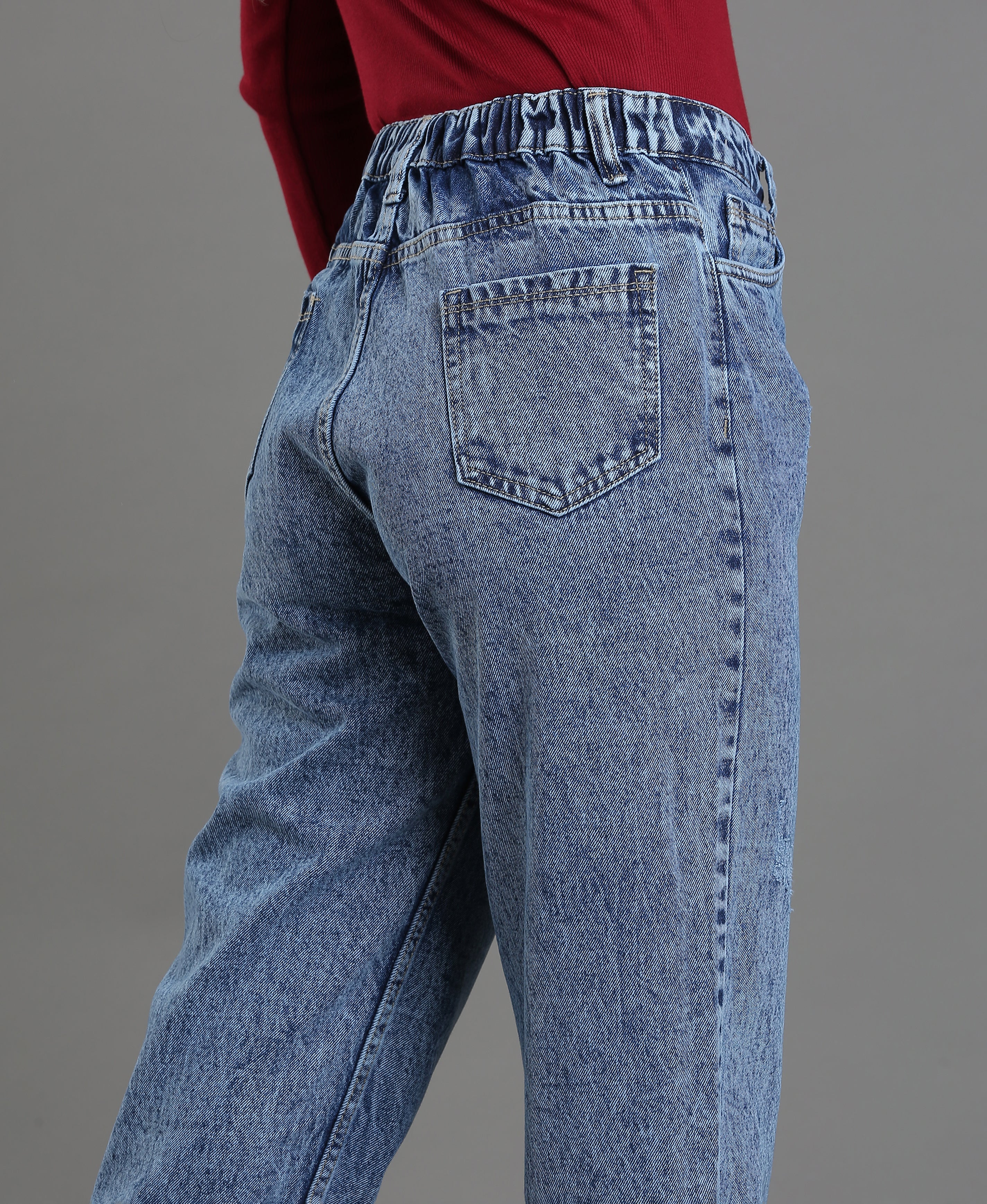 Stonewash Ribbed Denim Jean
