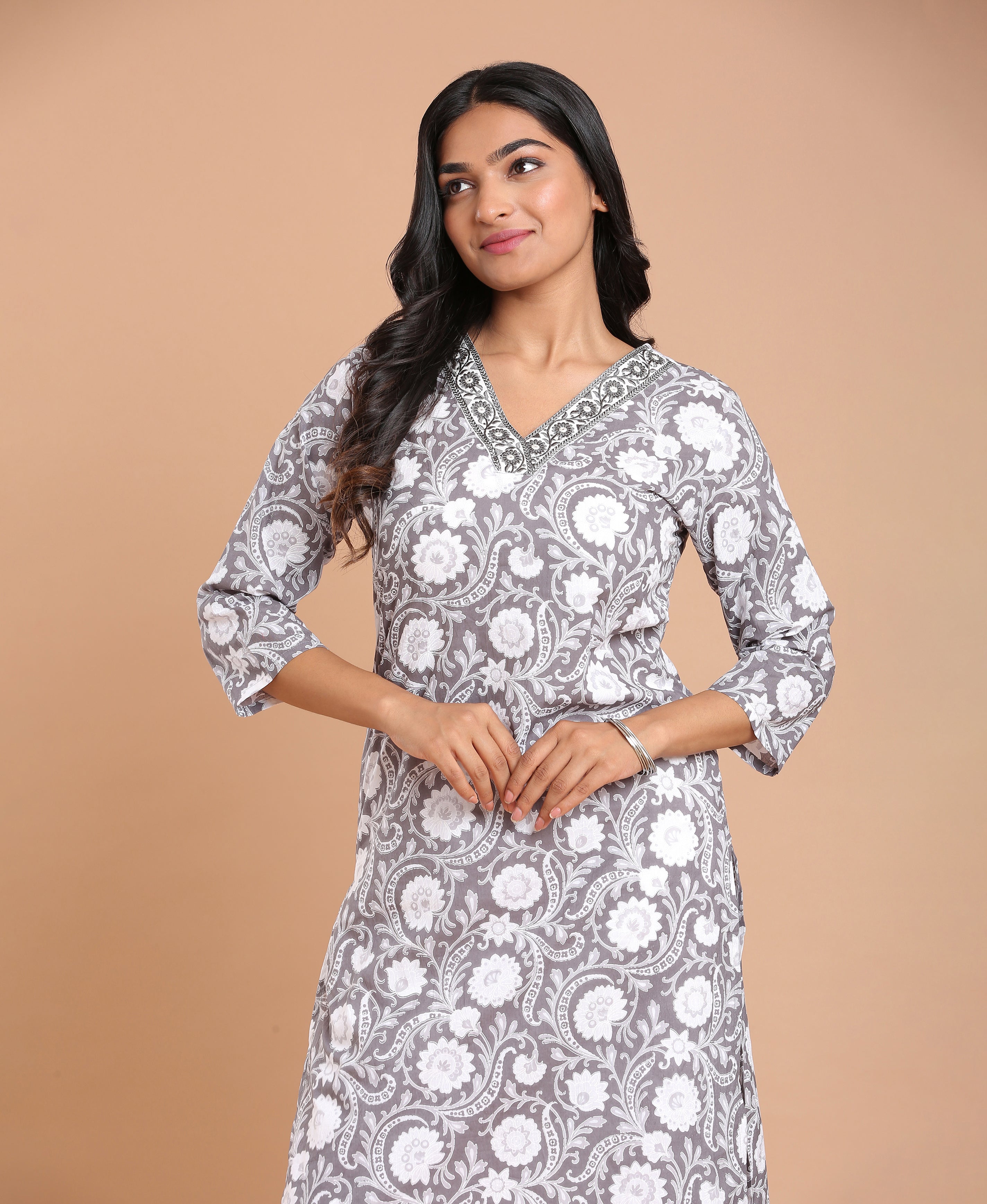 Ash Bloom Straight Kurti