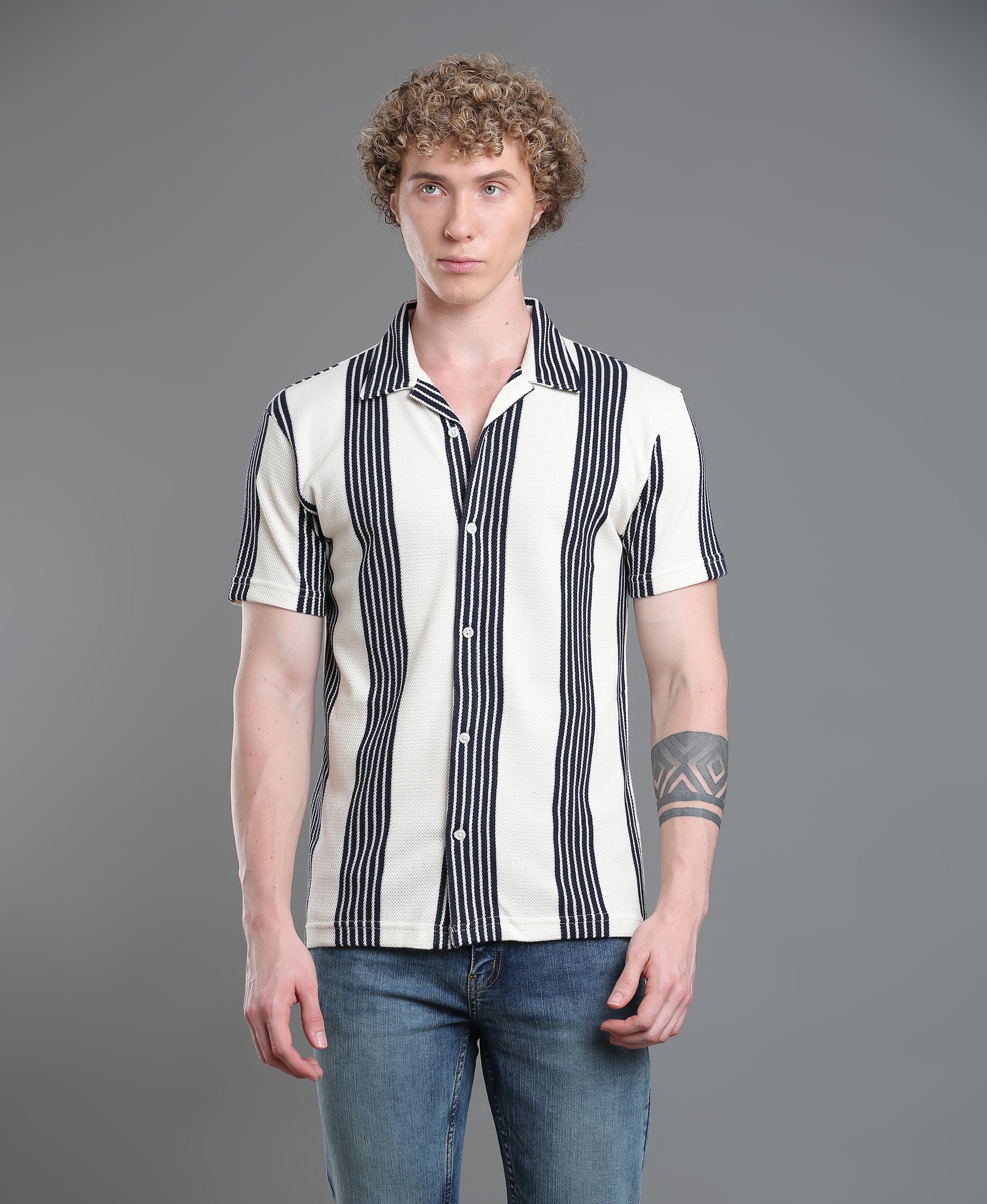 Navy Stripe Regular Shirt