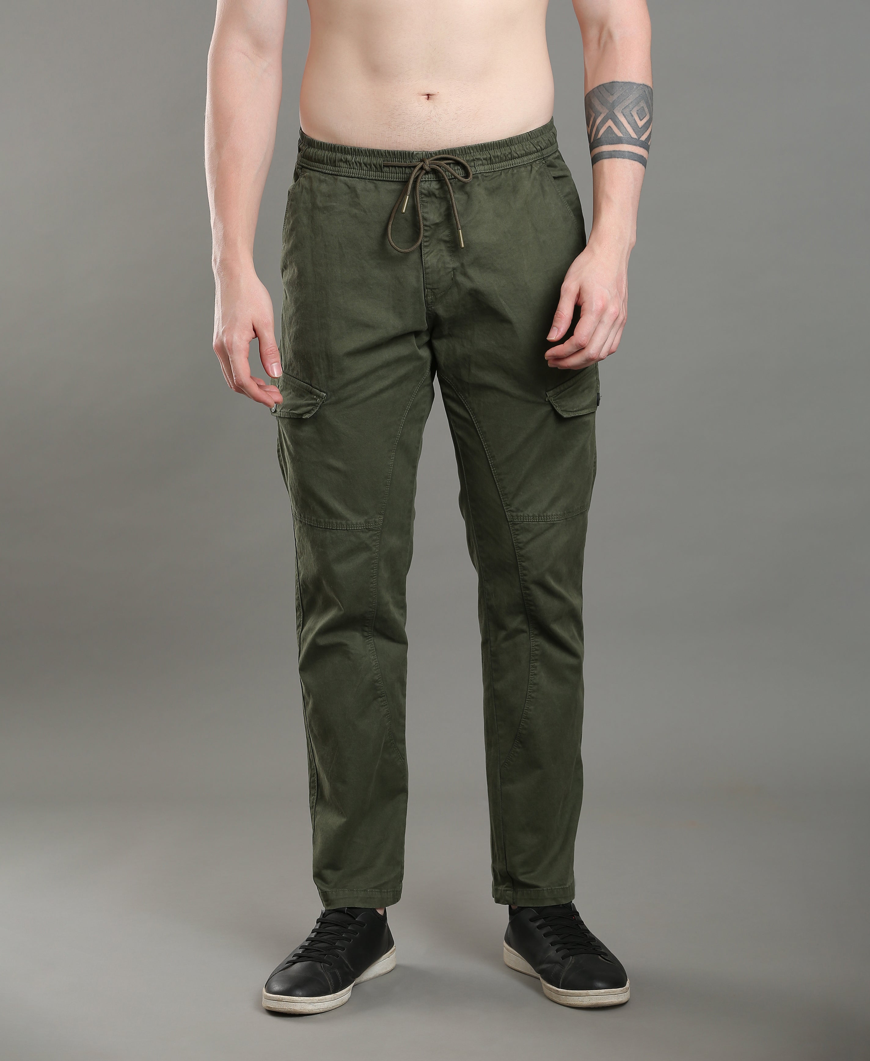 Green Front 6-Pocket Twill Cargos