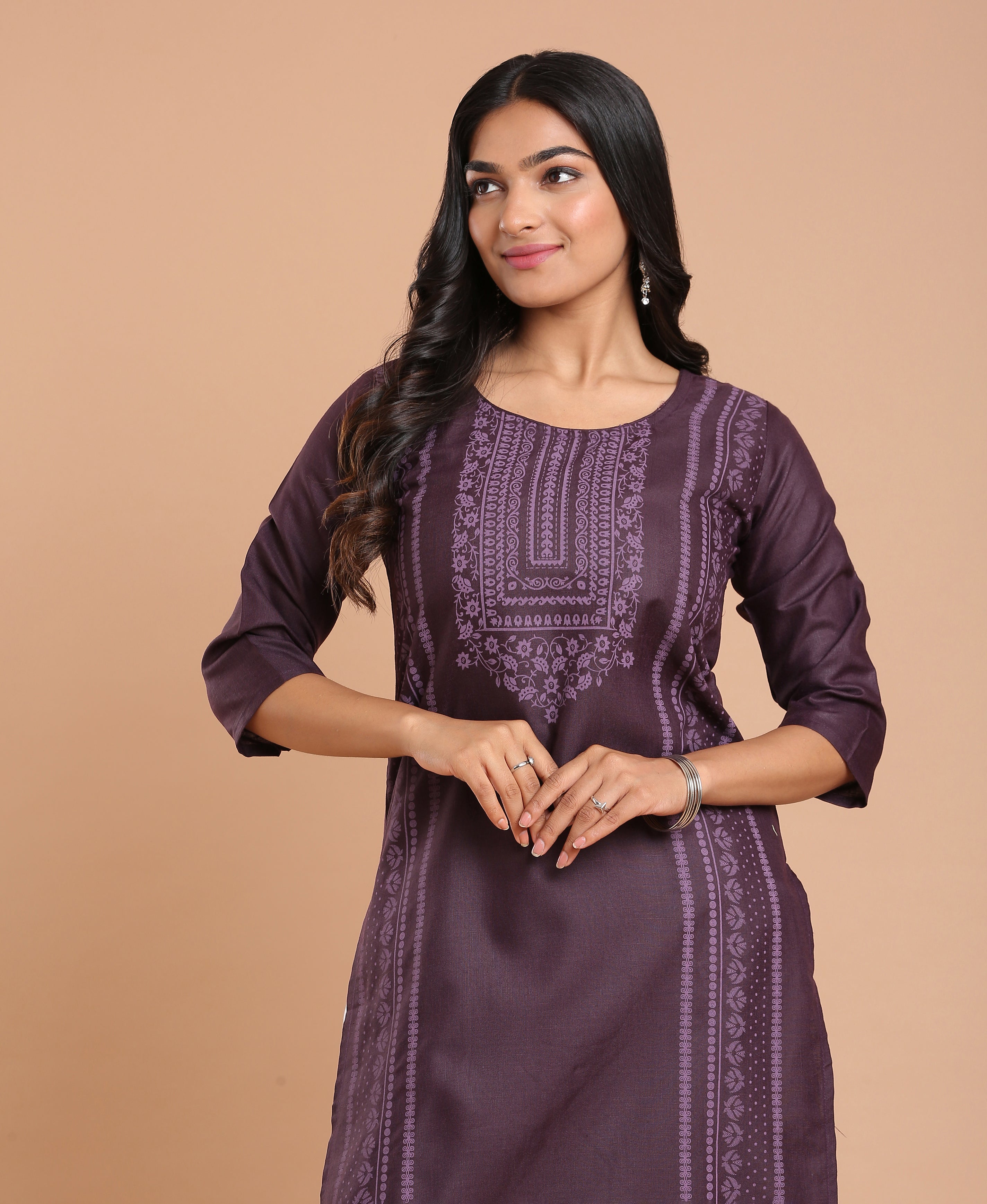 Wine Glow Poly Cotton Kurti