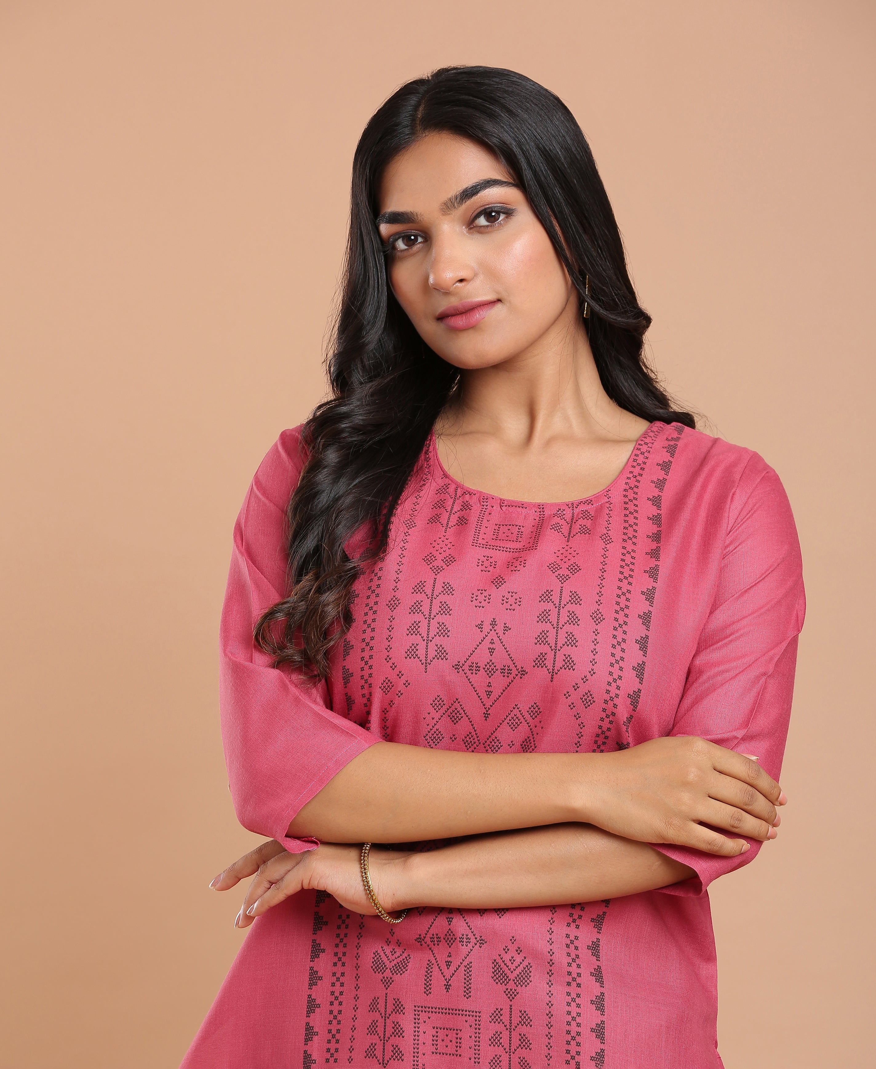 Peach Glow Poly Cotton Kurti