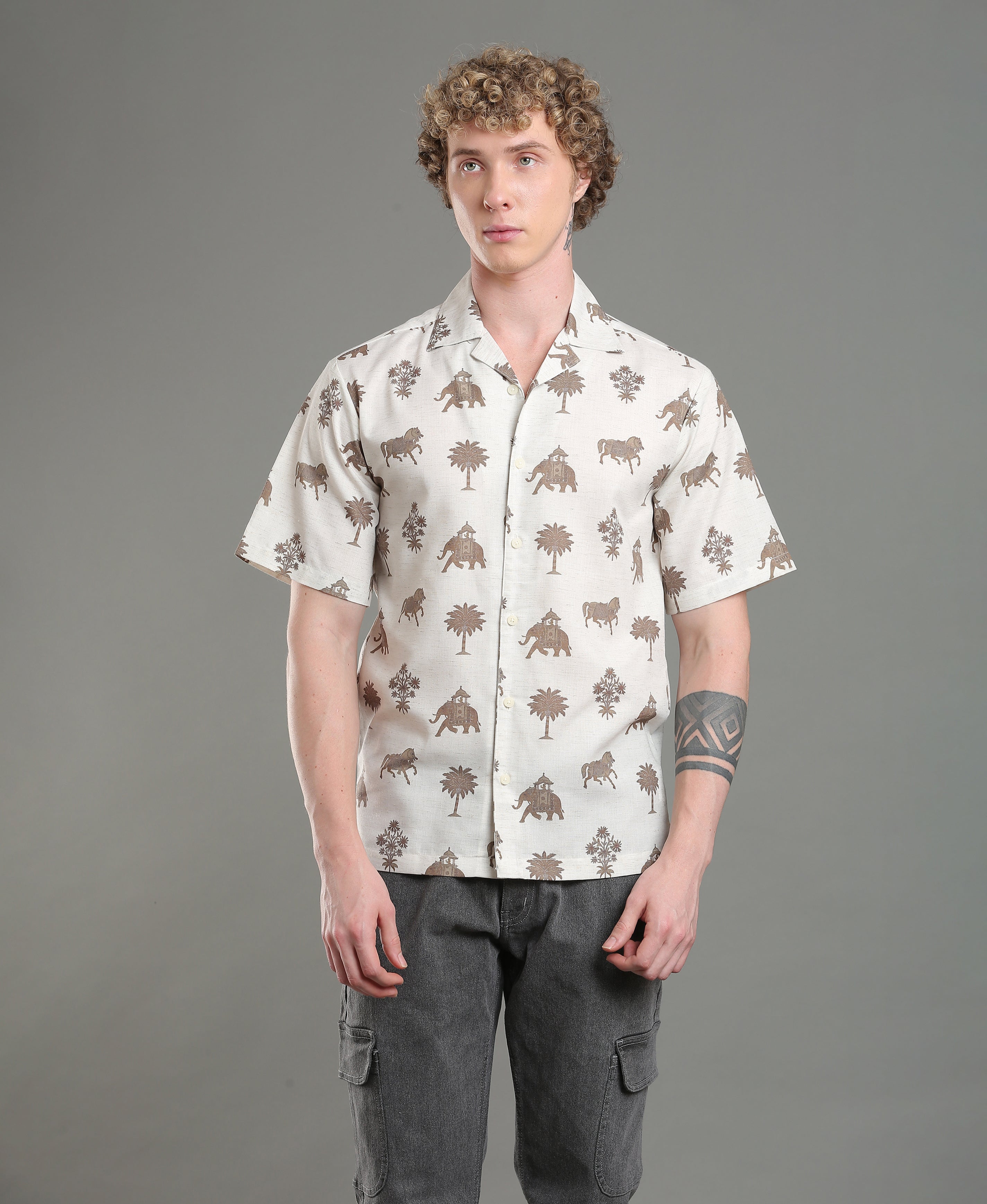 Tropic Hues Printed Linen Shirt