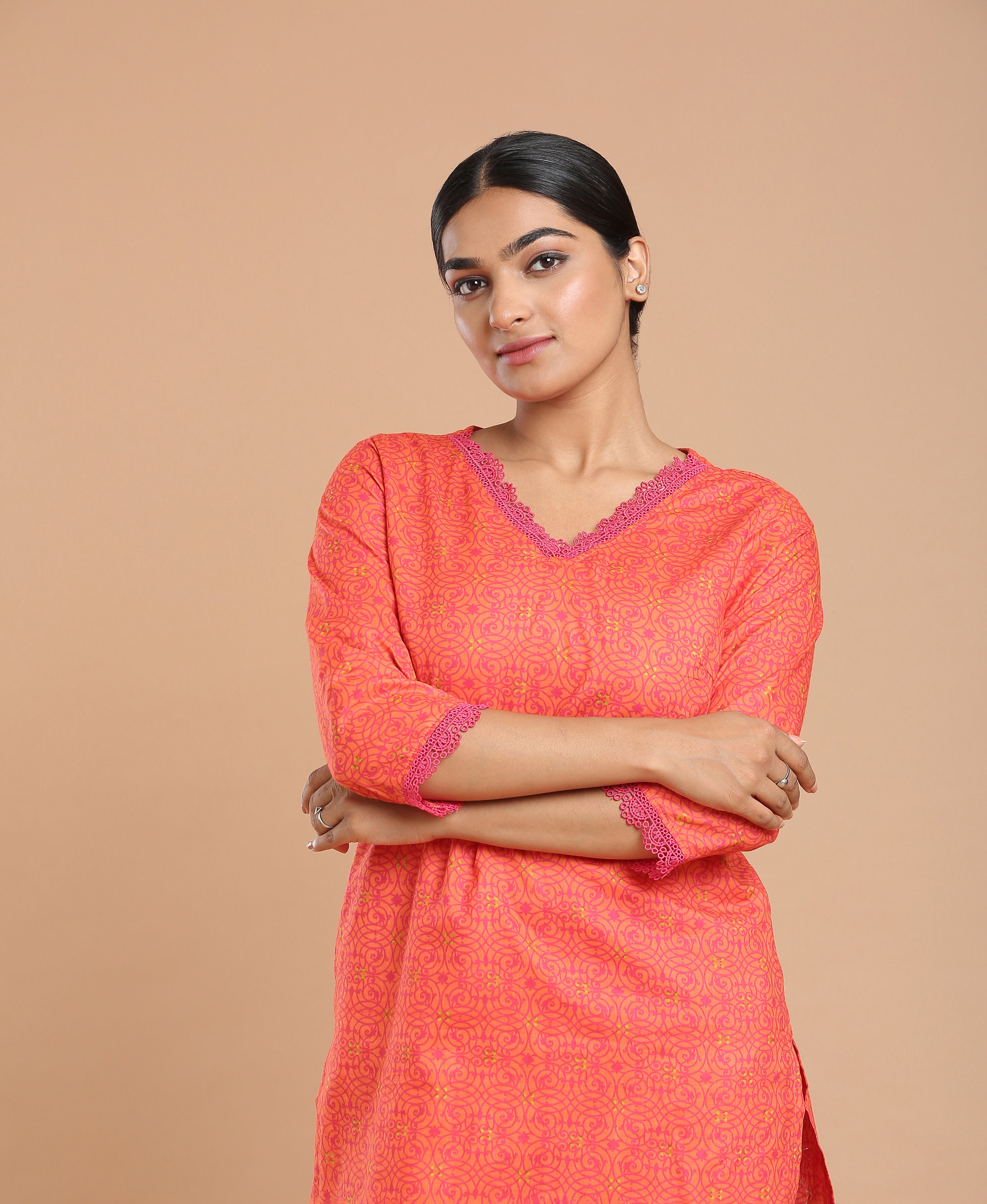Scarlet Bloom Cotton Kurti