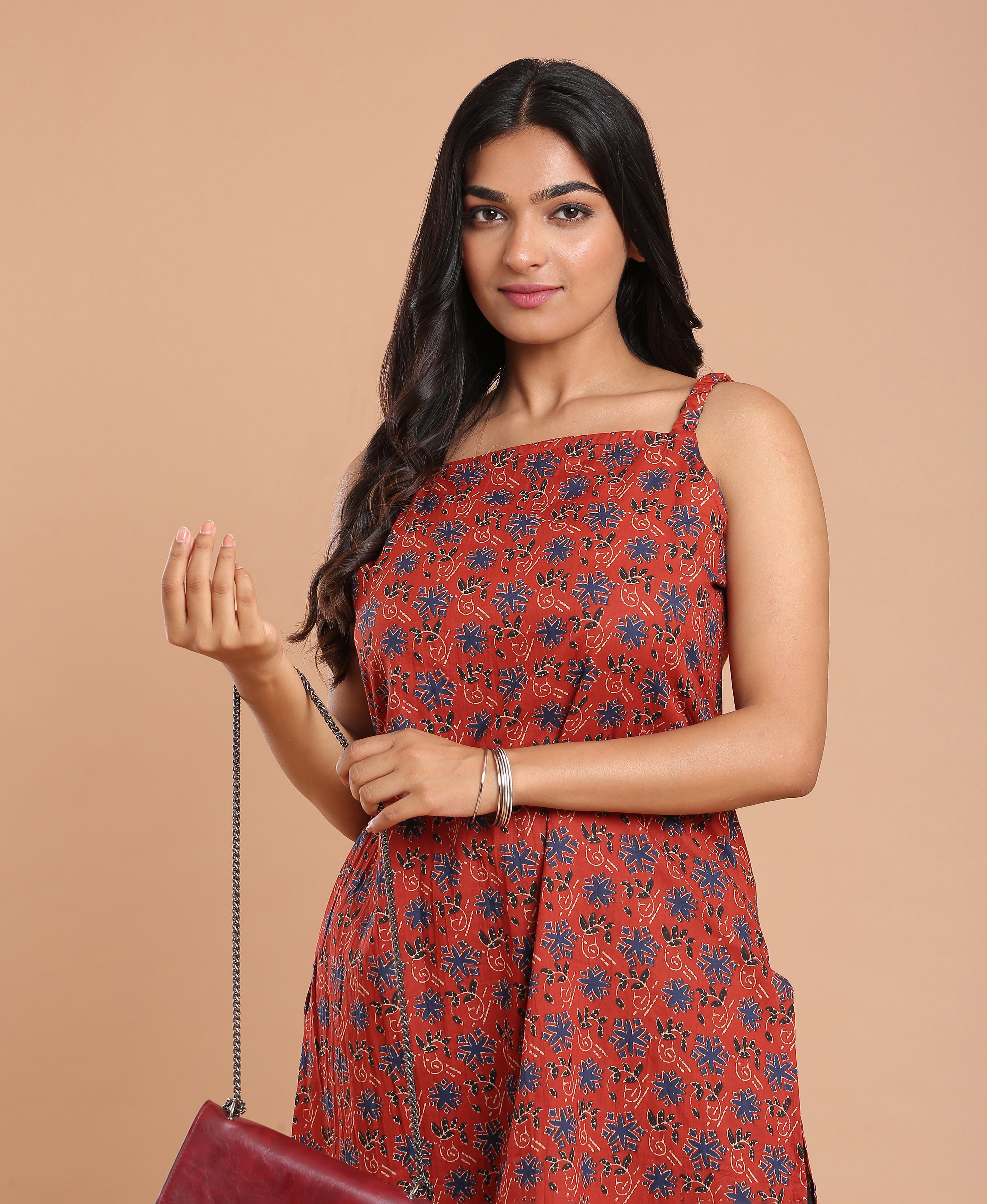 Scarlet Bloom Cotton Kurti