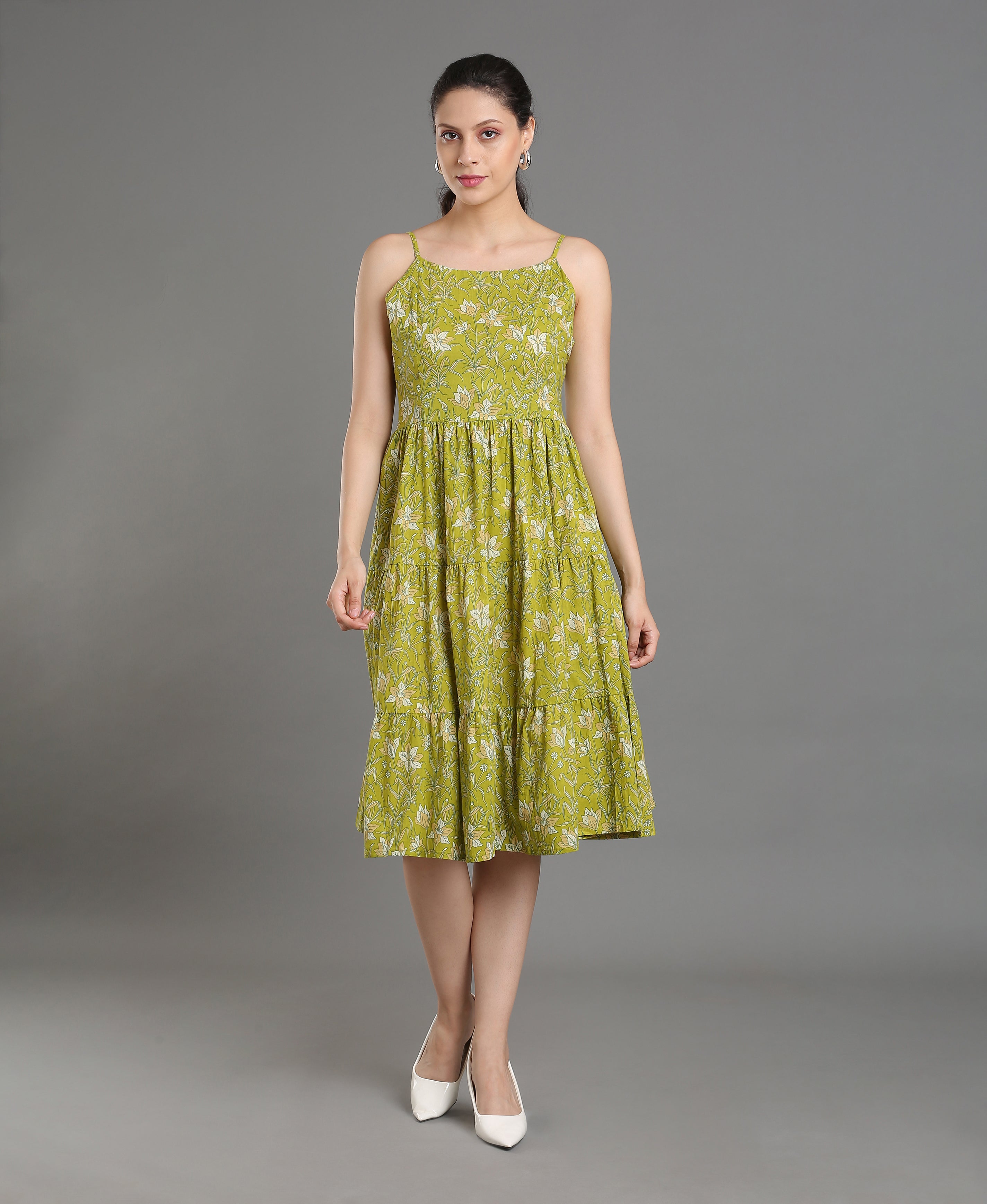 Emerald Cotton Spaghetti Dress