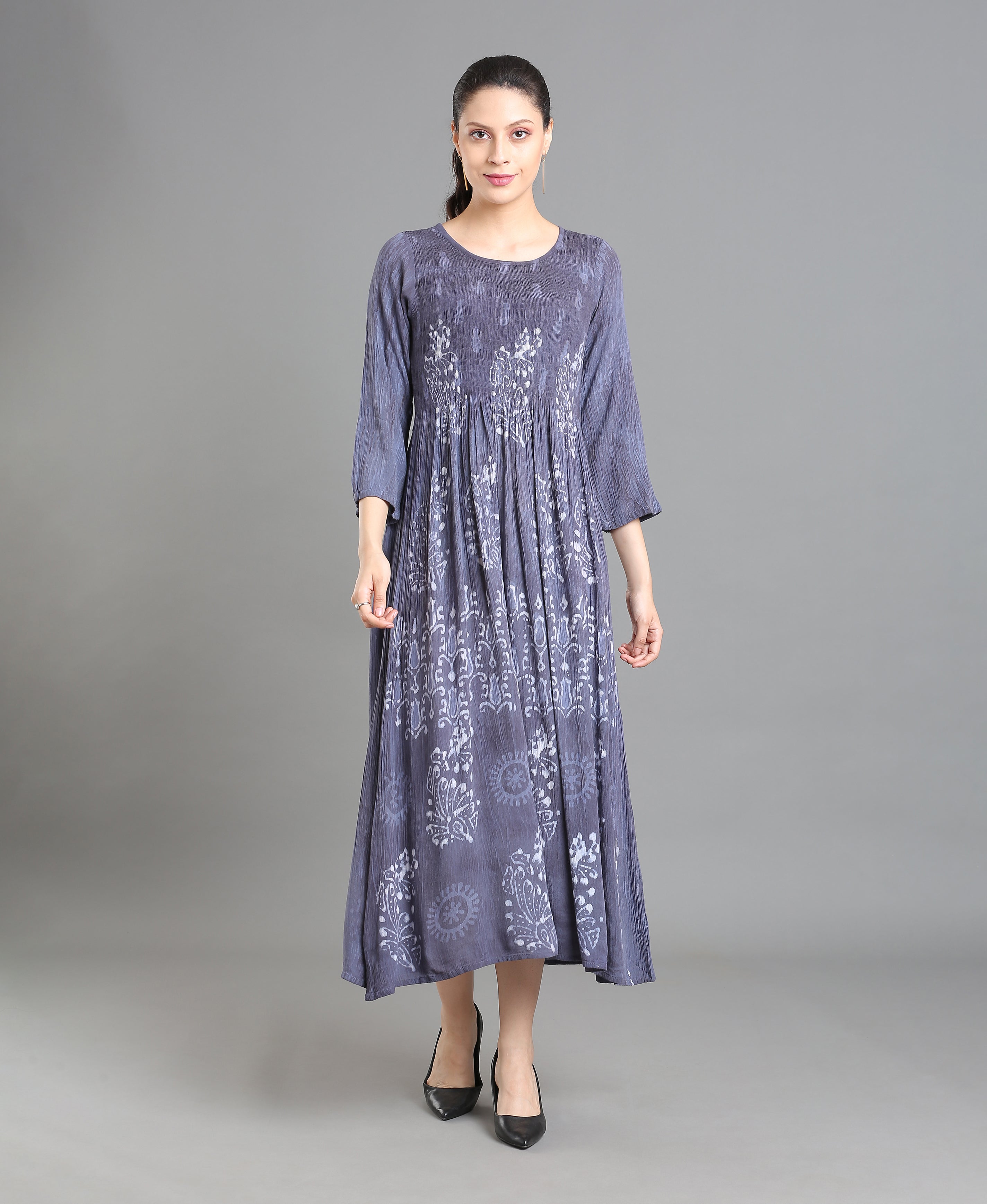 Ash Bloom Rayon Flared Dress
