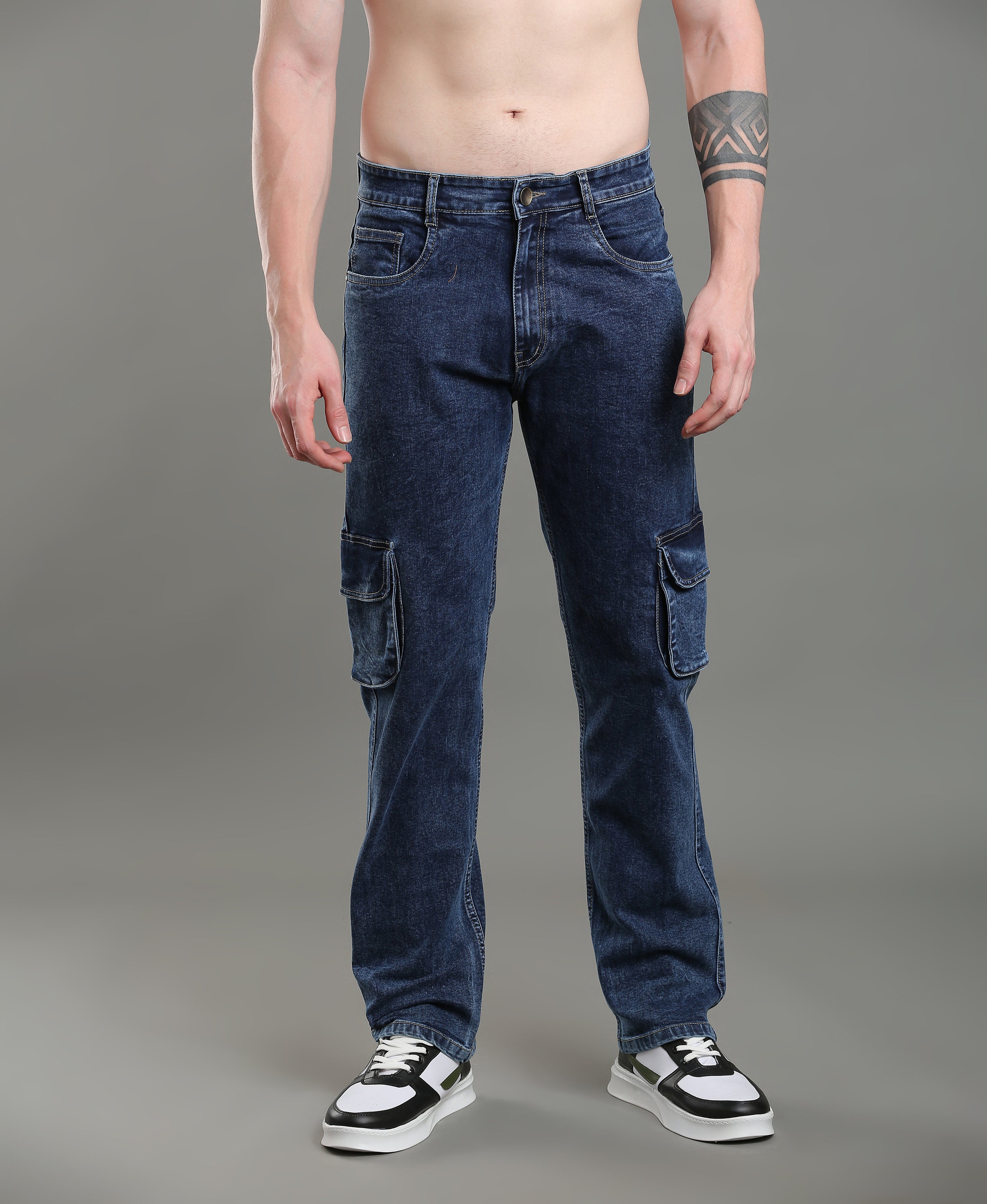 Navy Line 6-Pocket Denim Cargos