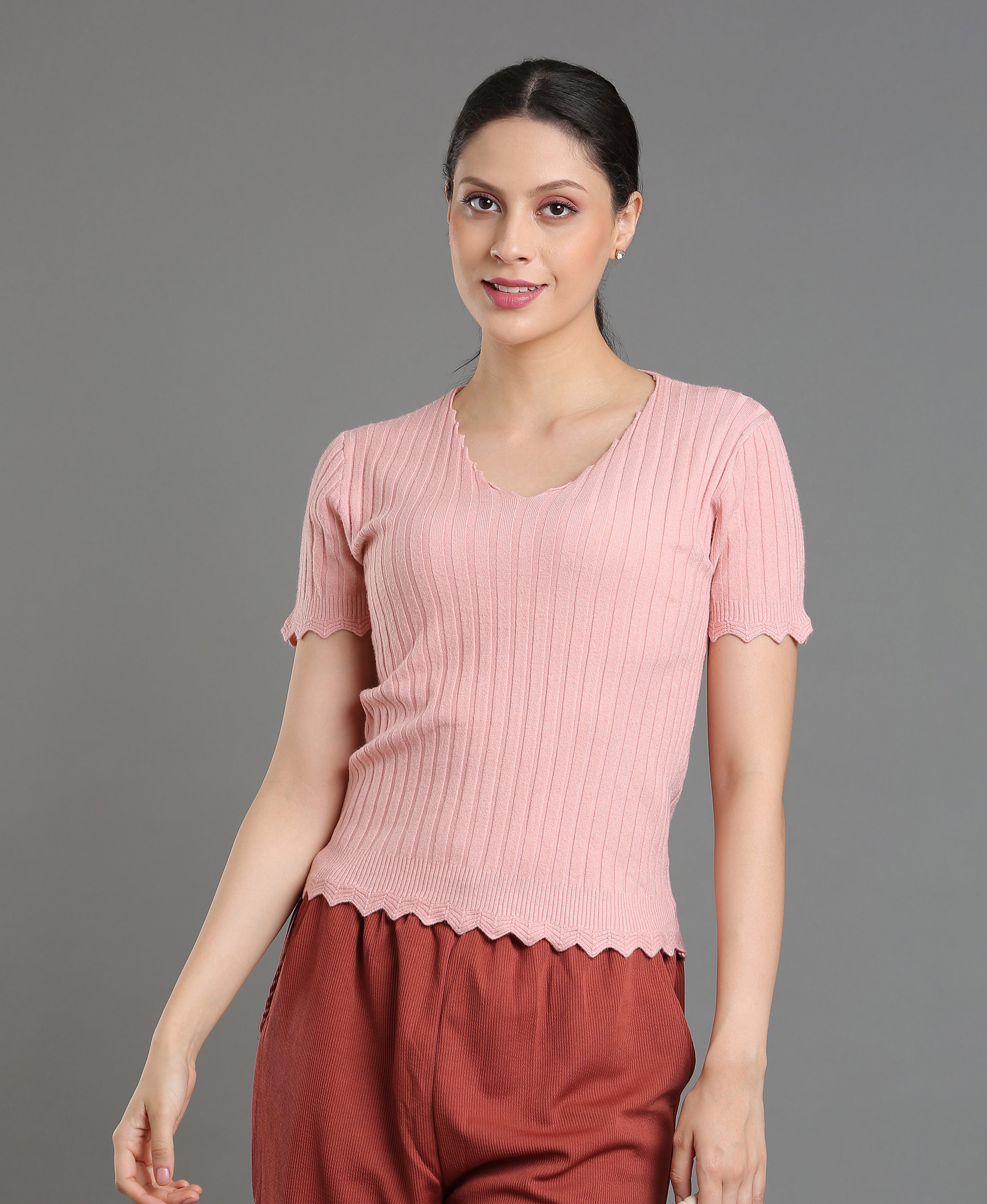 Blush Crochet Round Neck Top