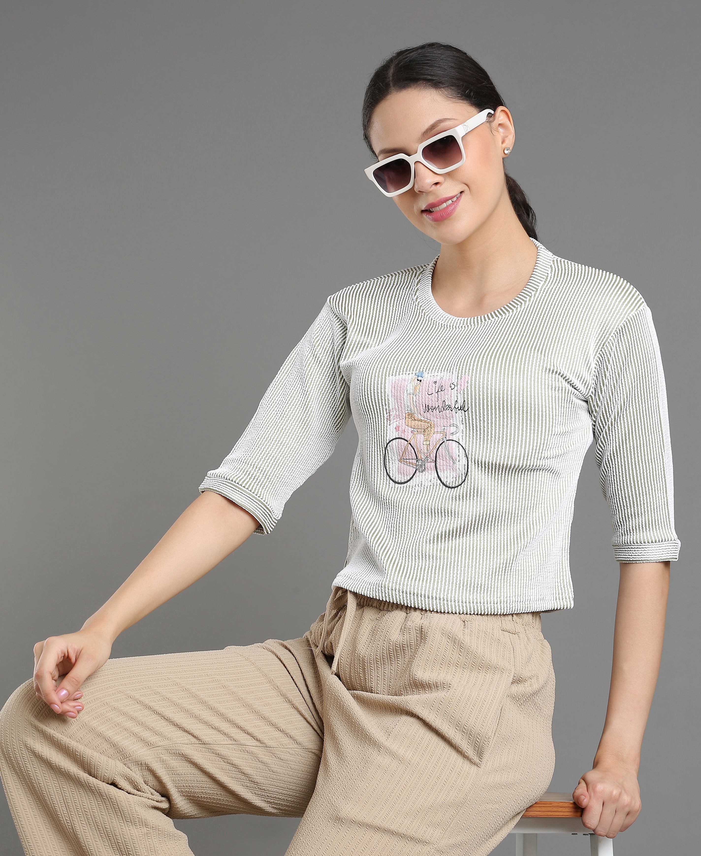 Beige Blush Knit Slim Tee