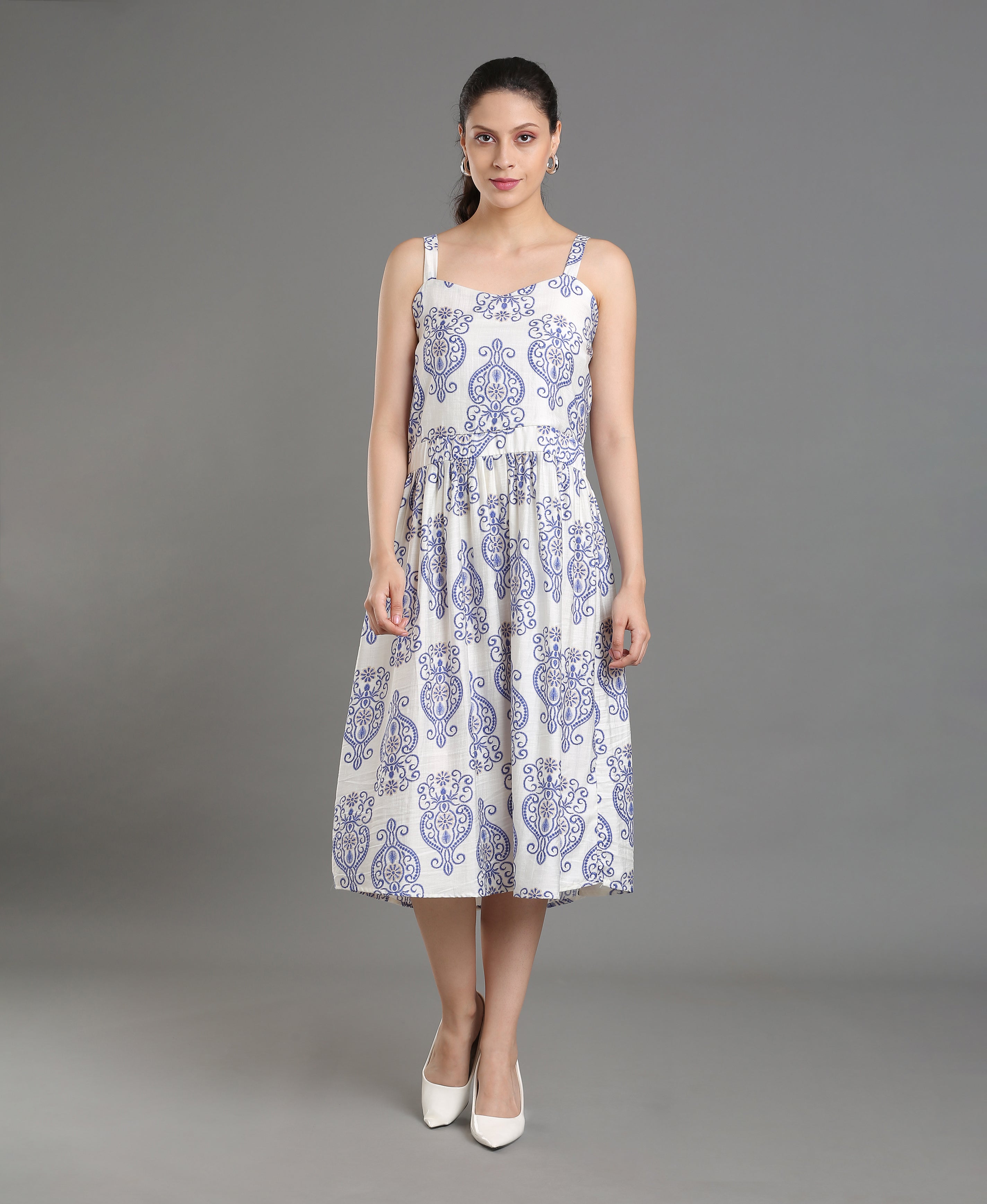 Azure Bloom Cotton Dress