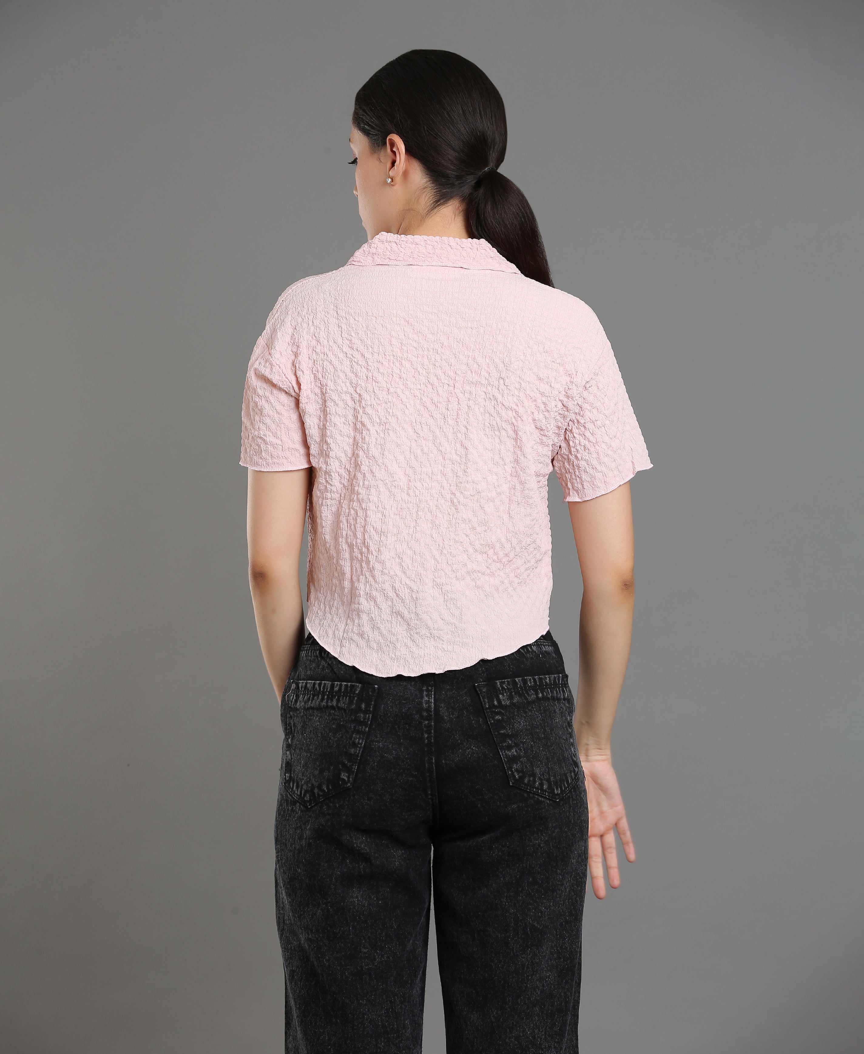 Peach Fancy Textured Top