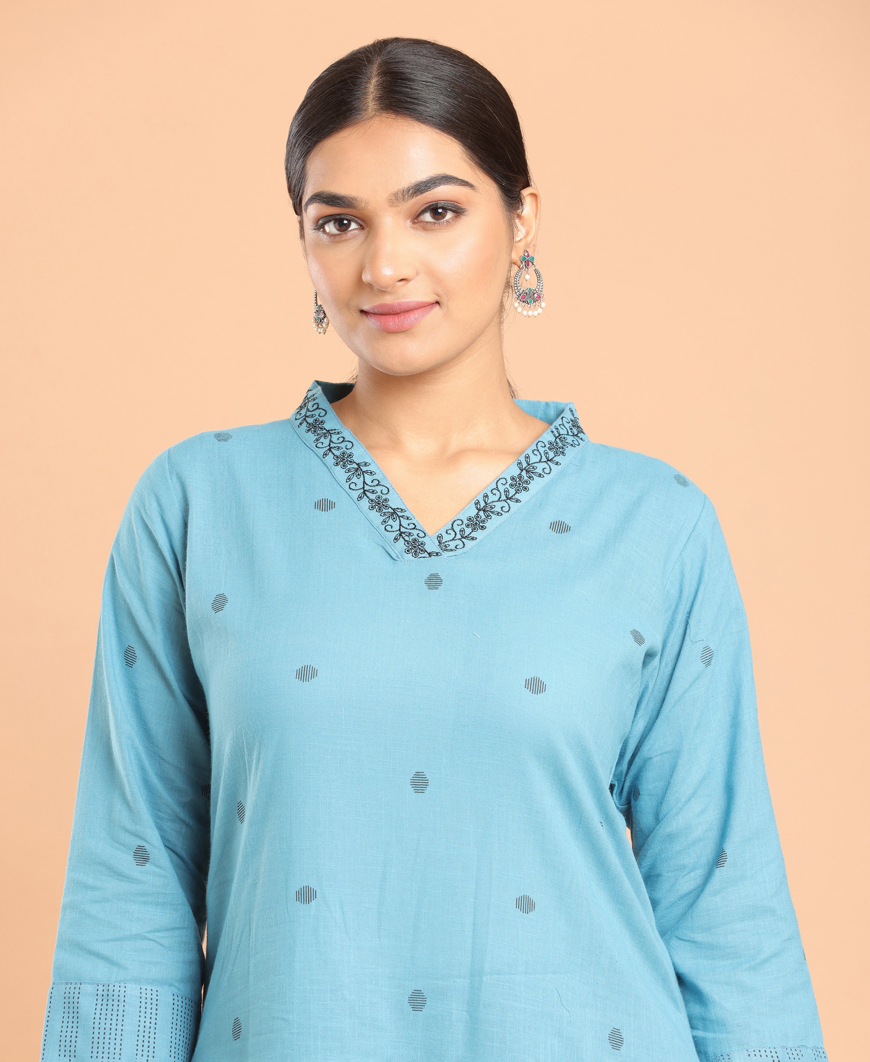 Azure Slub Cotton Kurti