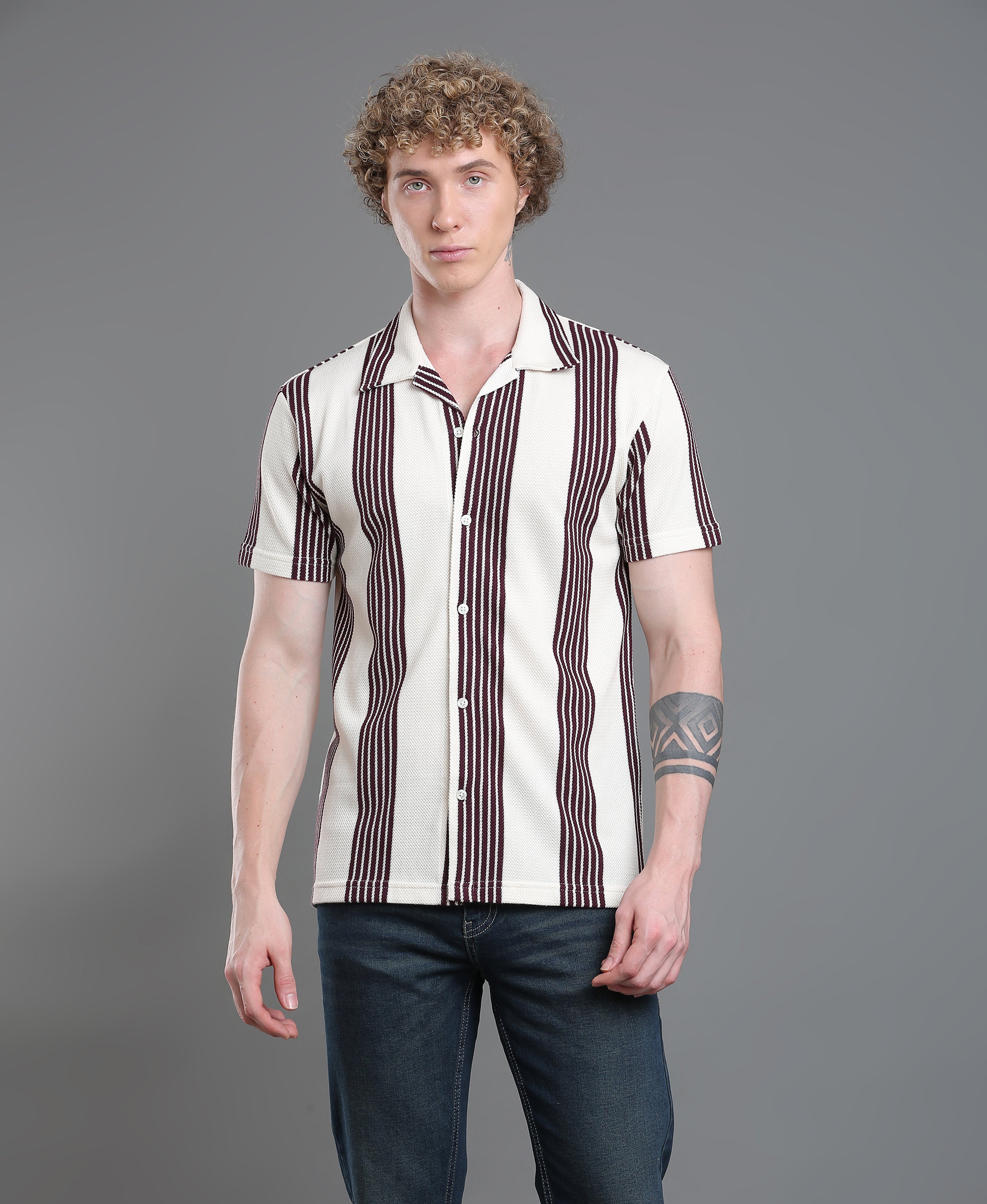 Maroon Stripe Regular Shirt