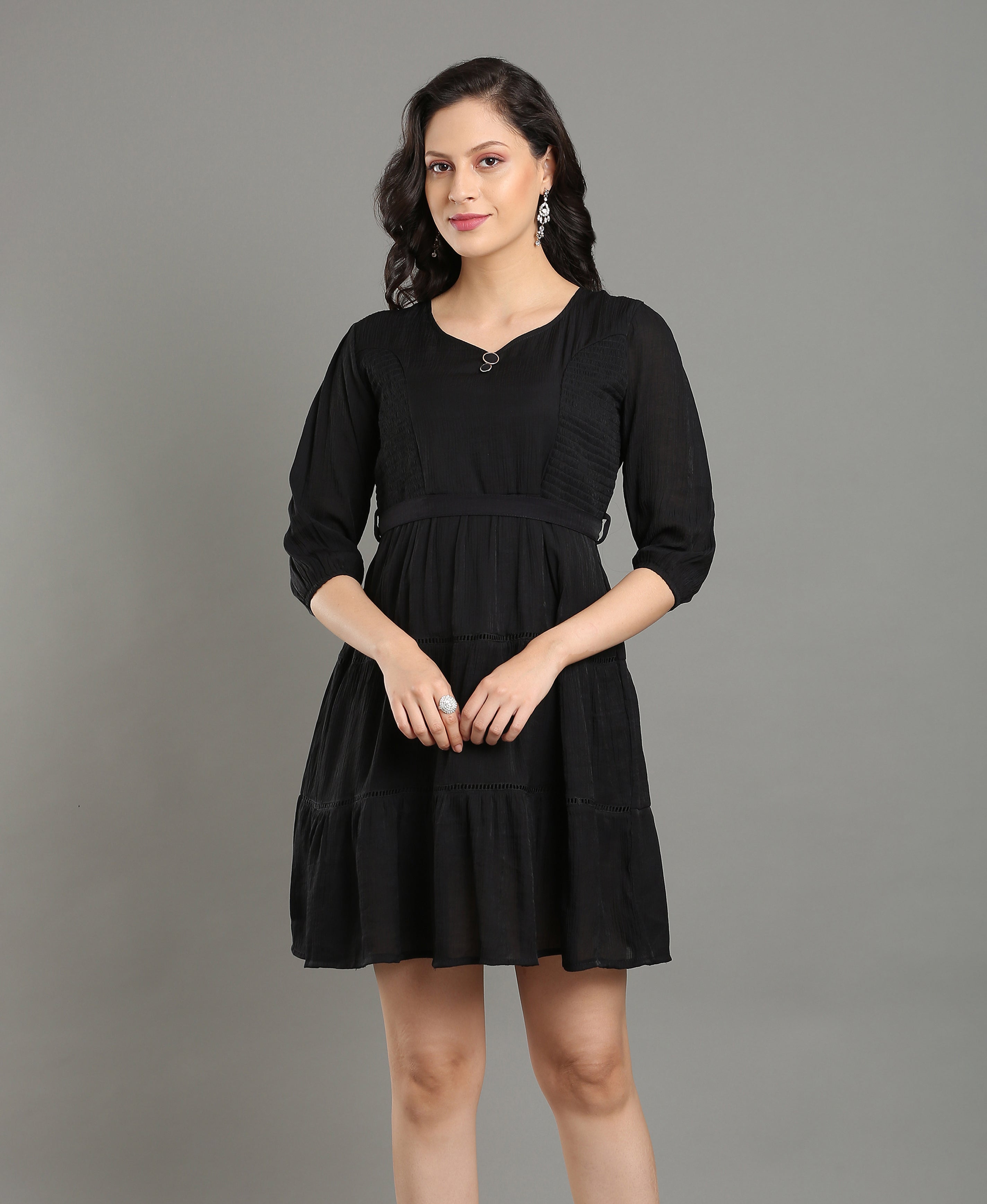 Noir Flare Sweetheart Dress