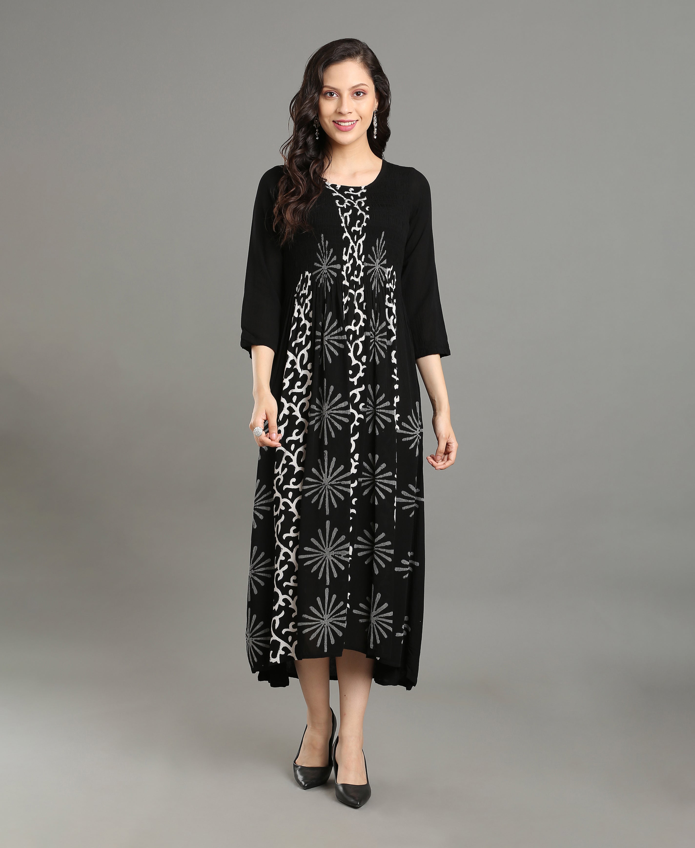 Dusty Bloom Rayon Flared Dress