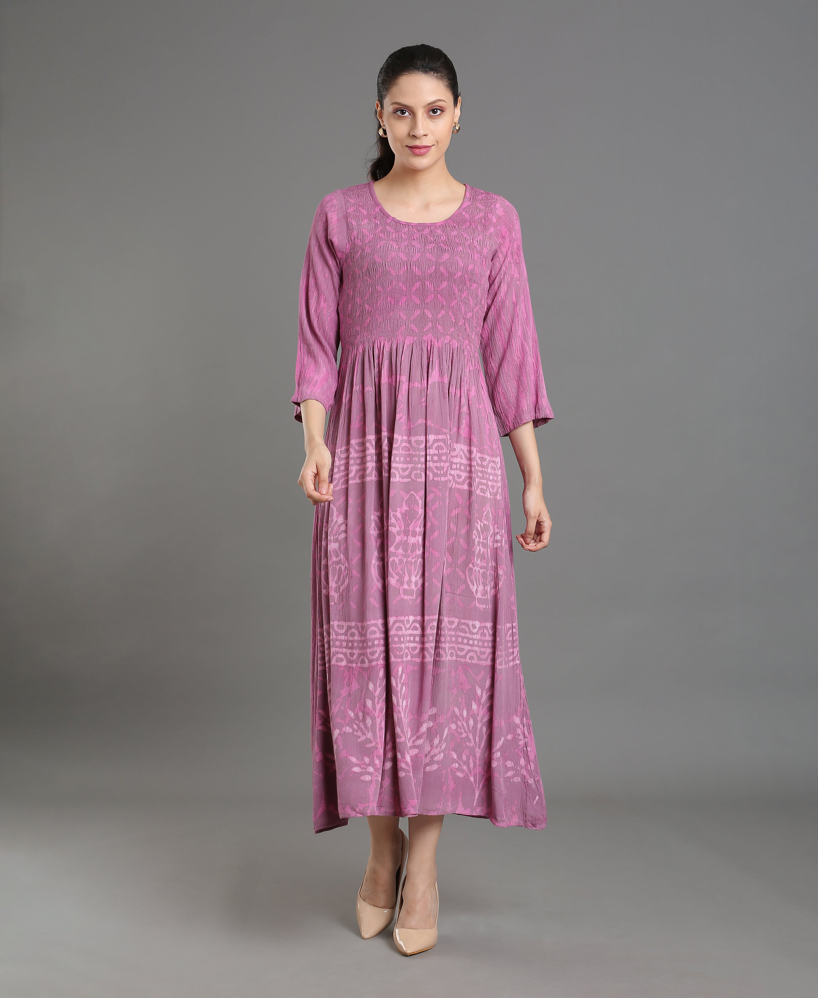 Dusty Bloom Rayon Flared Dress