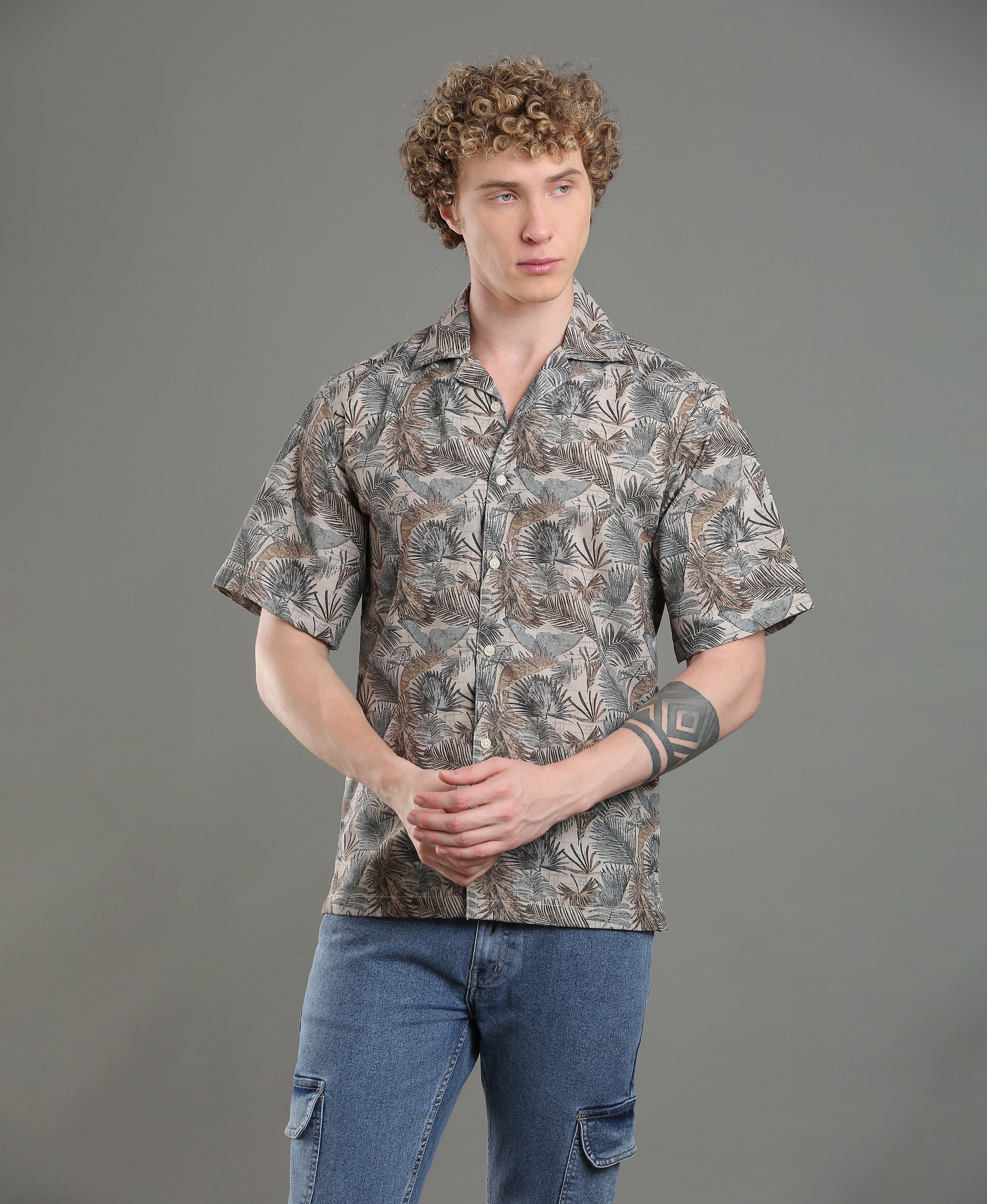 Lagoon Bloom Linen Cuban Shirt