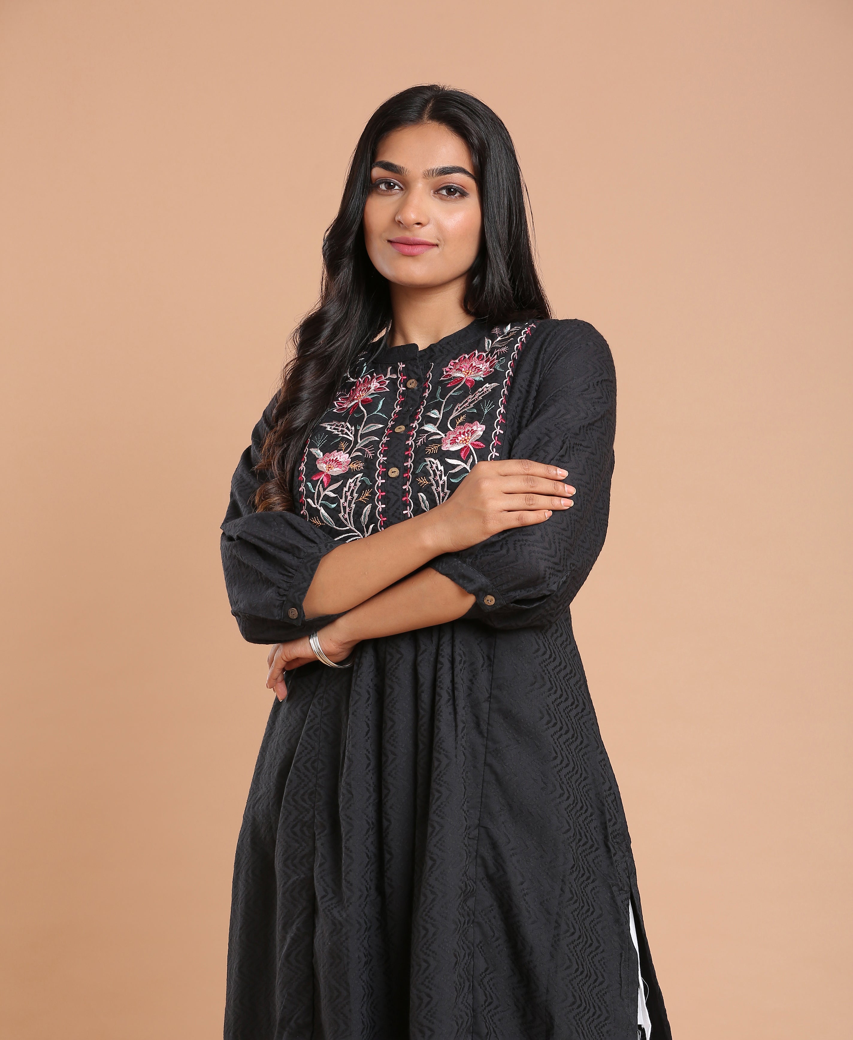 Noir Bloom Cotton Kurti