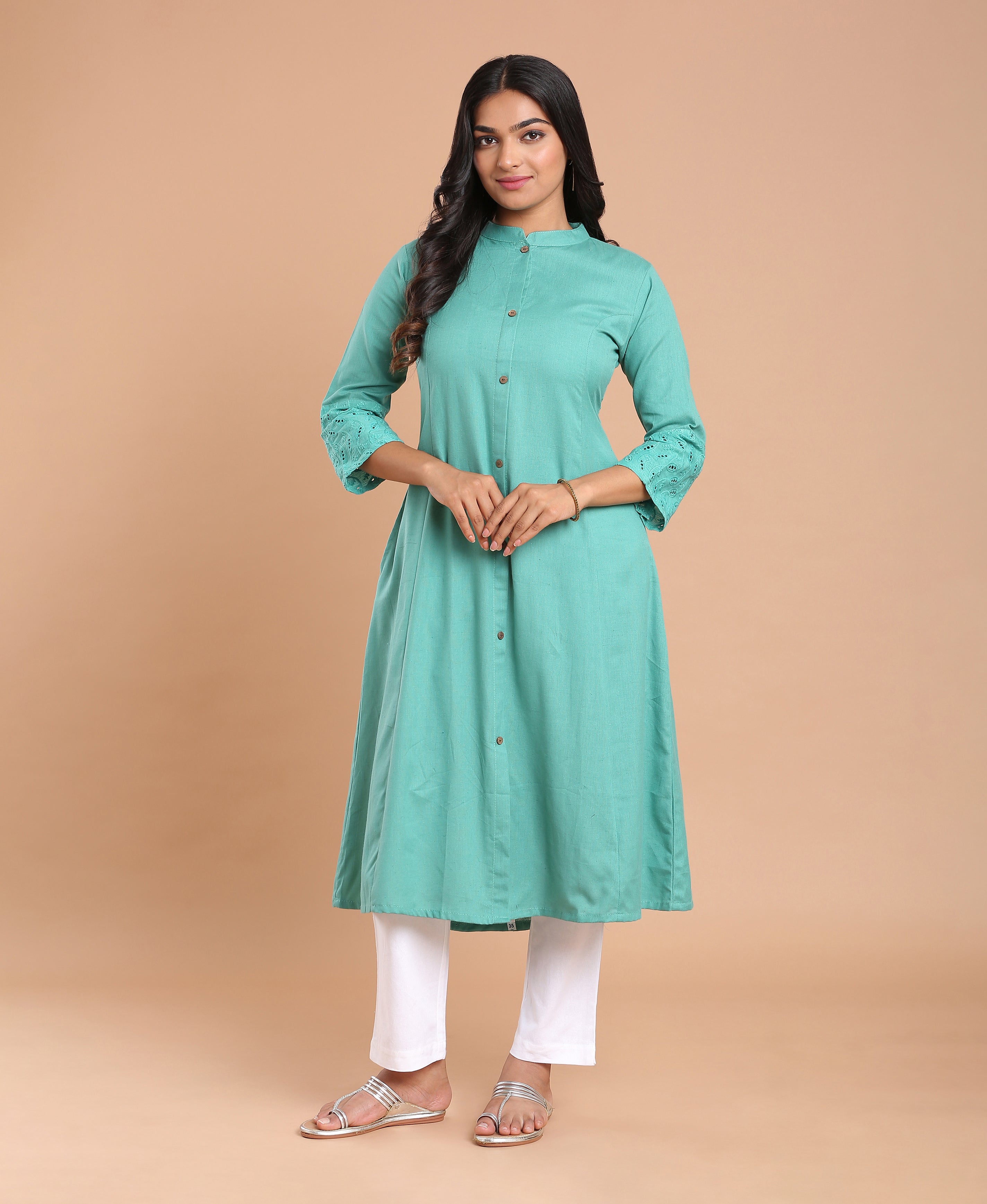 Teal Hakoba Princess Kurti