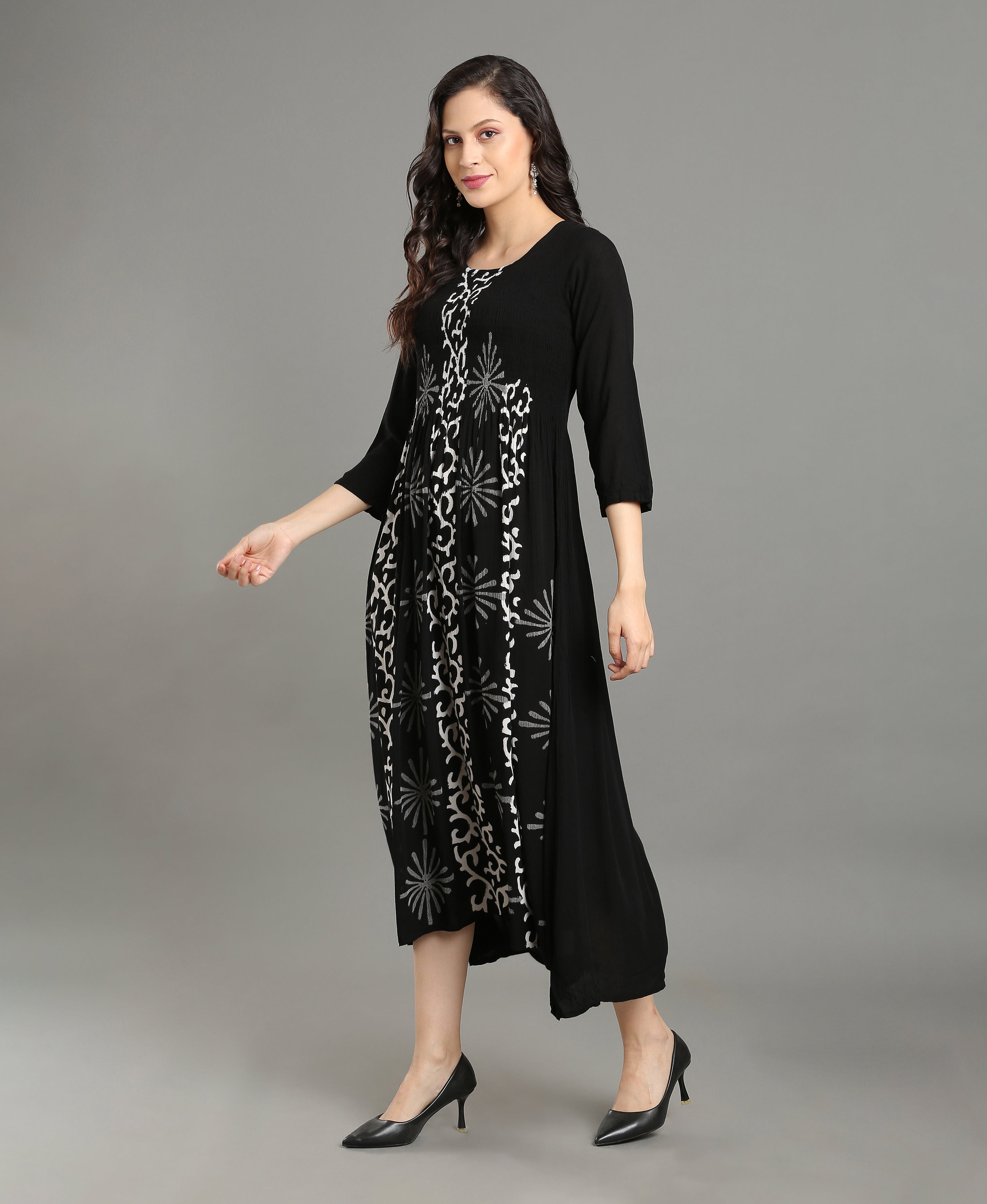 Dusty Bloom Rayon Flared Dress