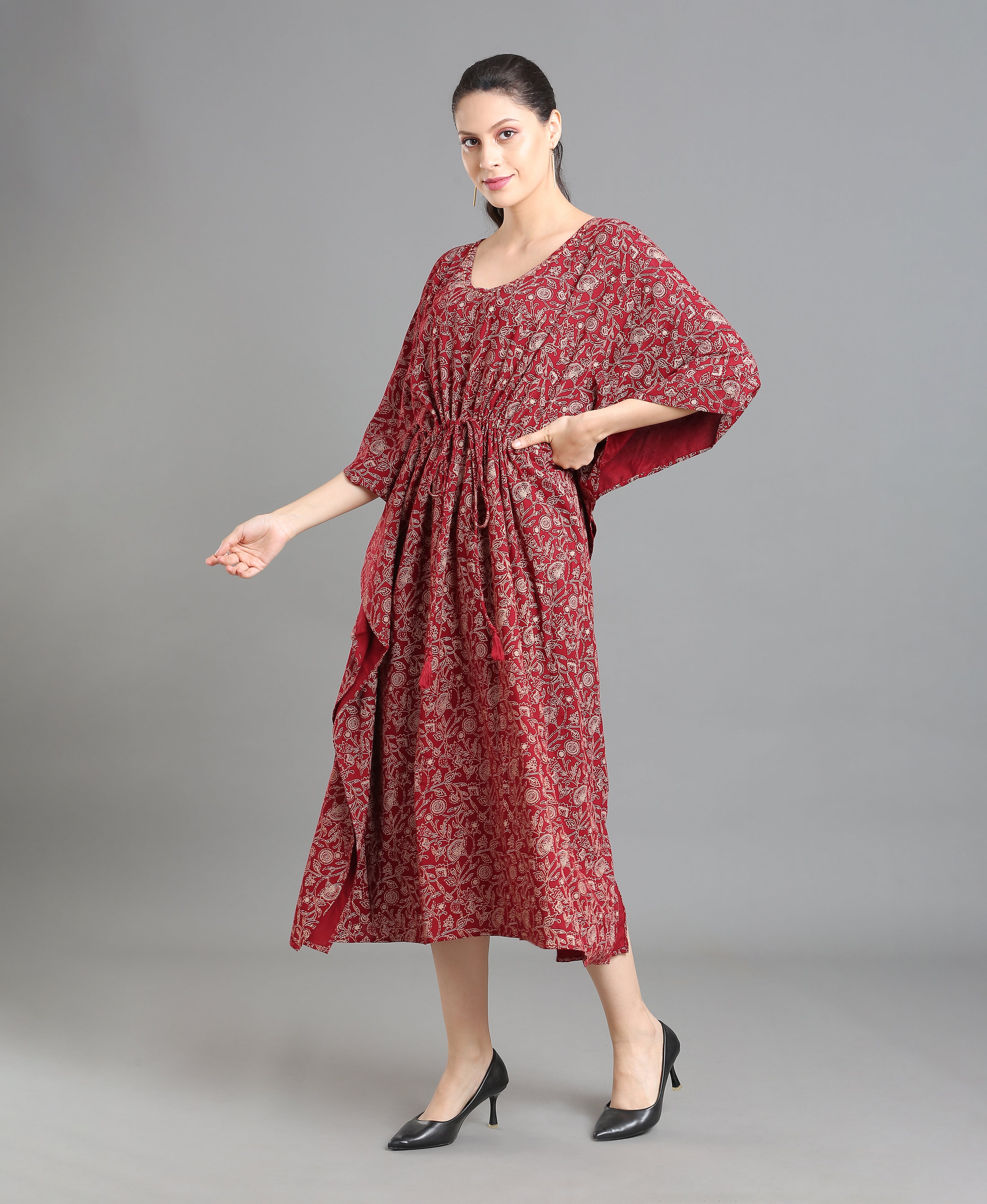 Scarlet Bloom Rayon Kaftan