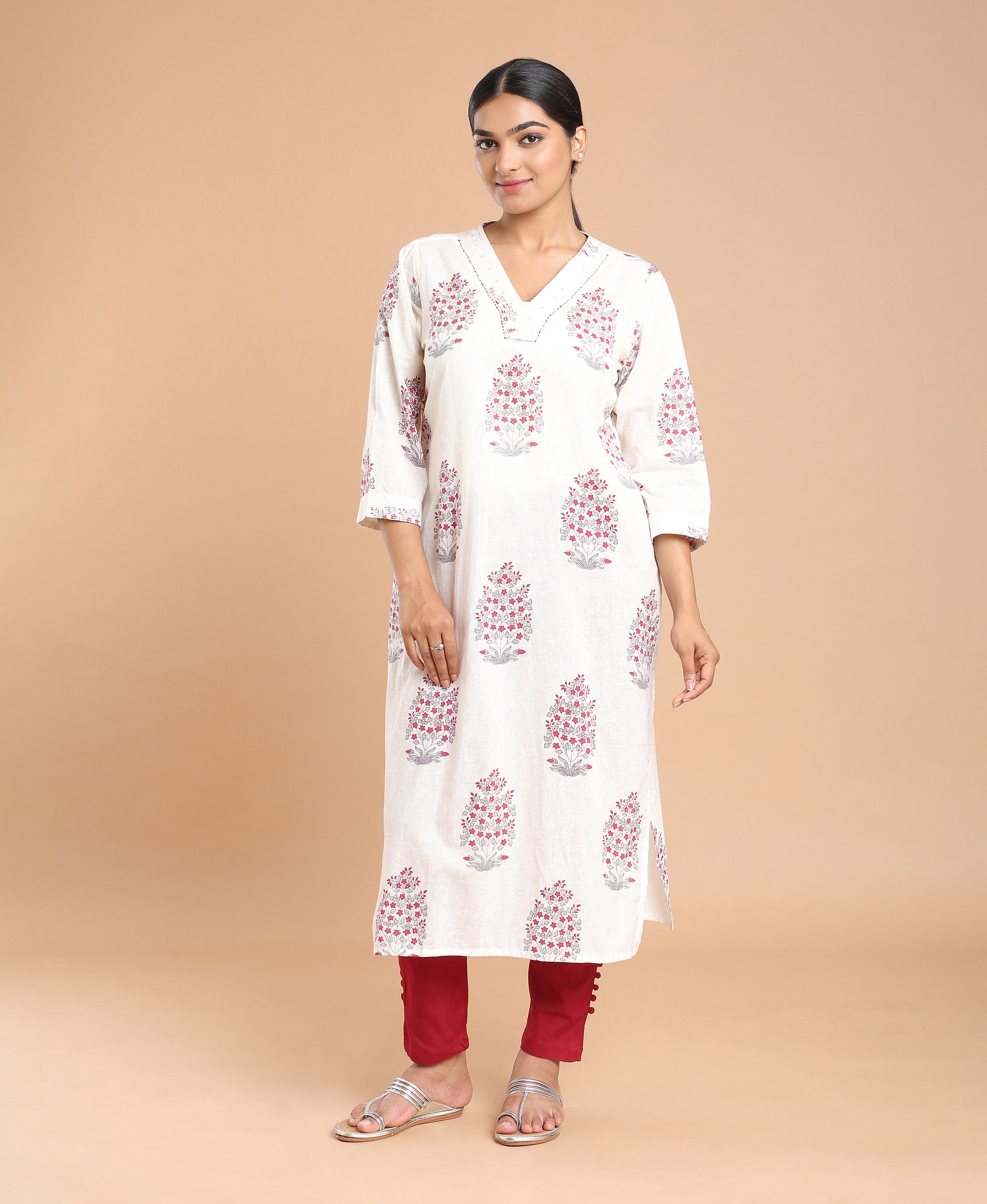 Ivory Straight Cotton Kurti